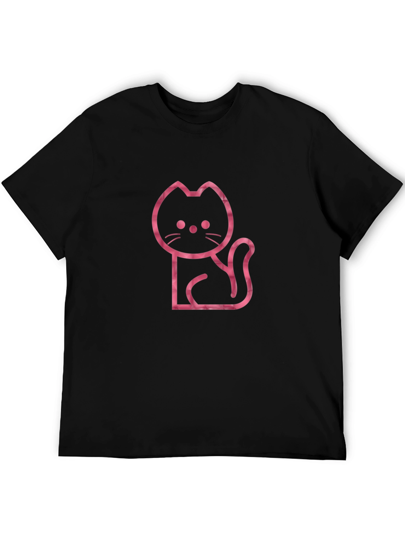 Black Cool Cat Outline Graphic Tee - Black view 5