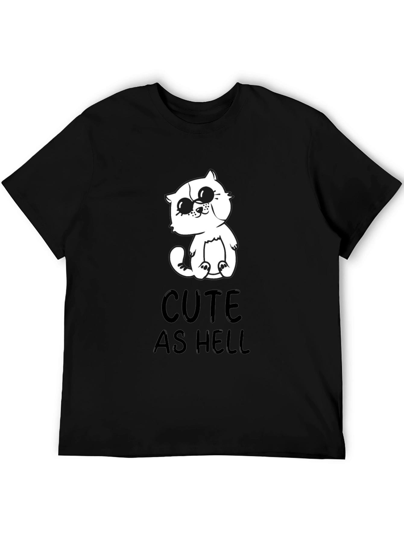 Black Cute As Hell Cat Graphic T-Shirt - Black view 5