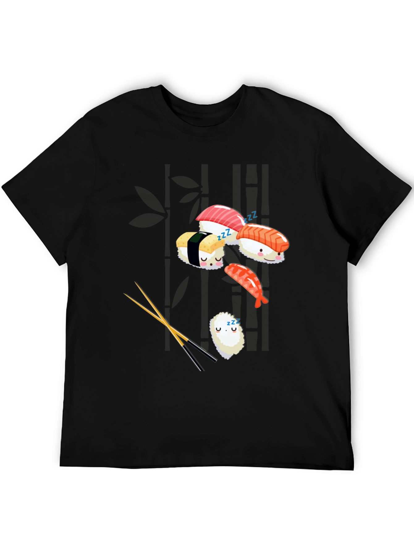 Black Sushi Nap T-Shirt: Cute & Comfy Japanese Food Tee view 5