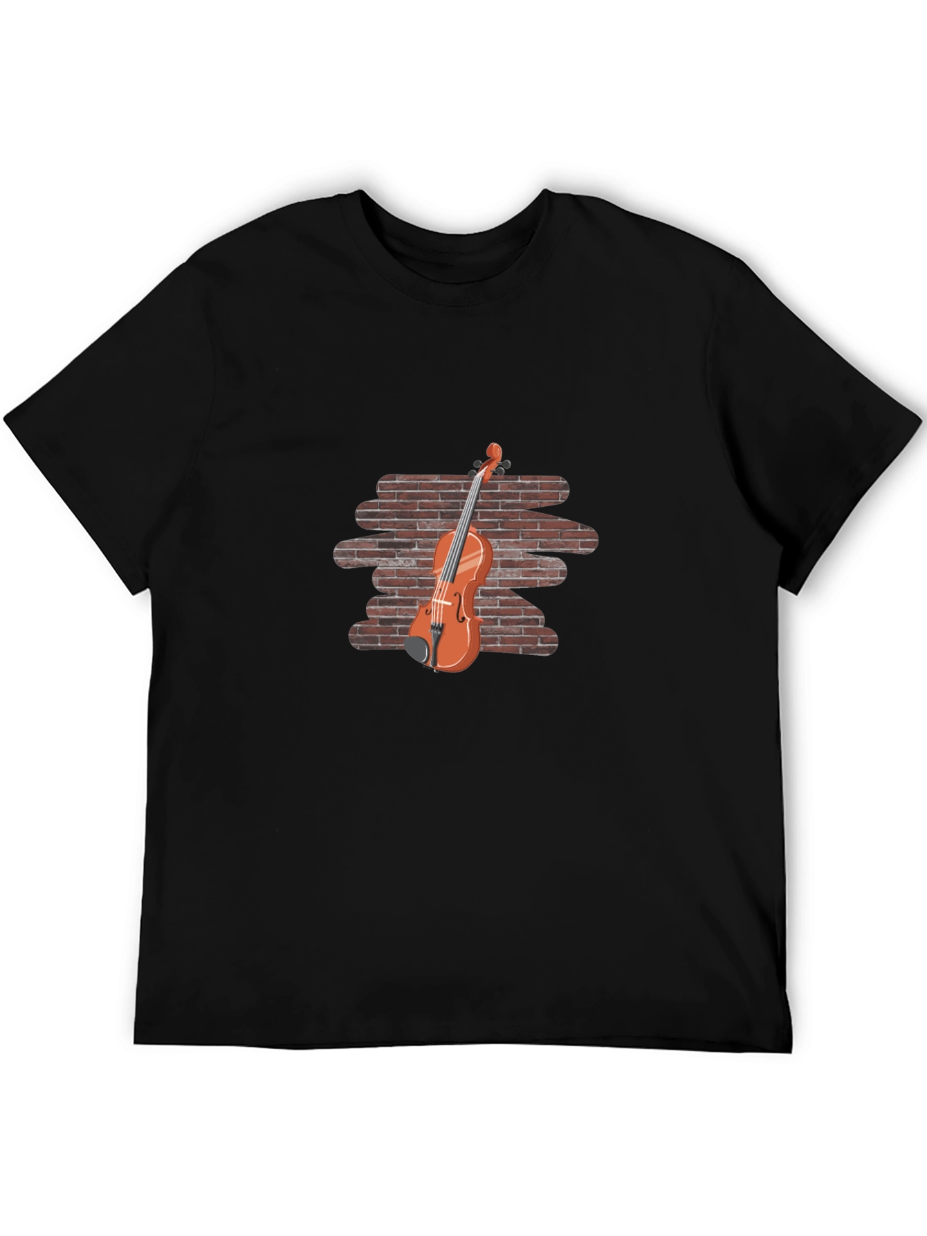 Black Brick Wall Violin Graphic Tee view 5