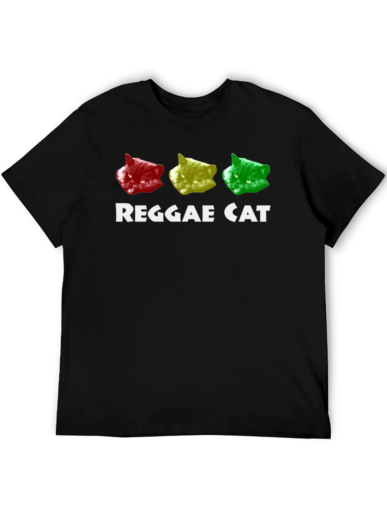 Black Reggae Cat T-Shirt - Rasta Colors Tee view 5