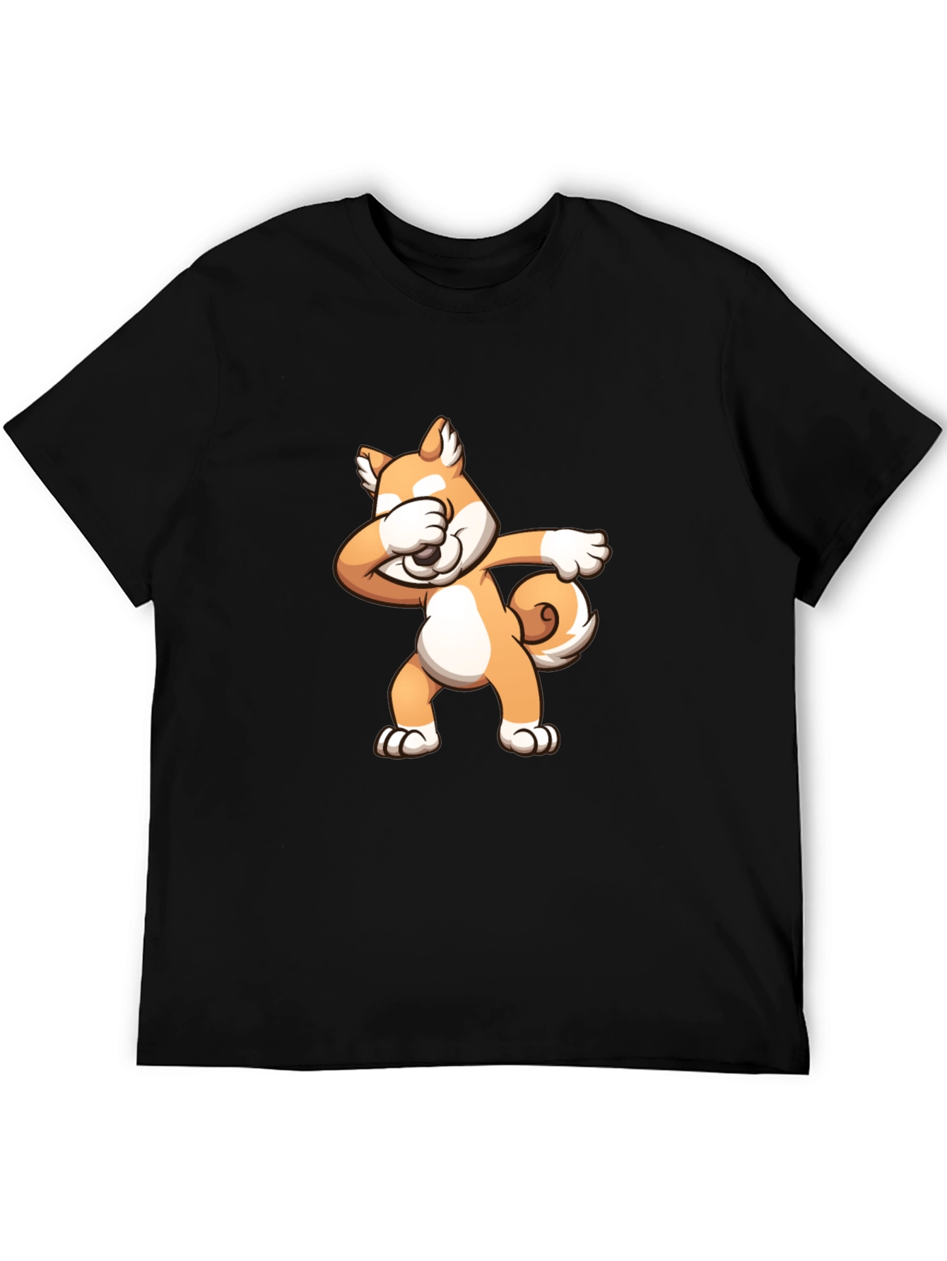 Black Dabbing Shiba Inu Black T-Shirt view 5