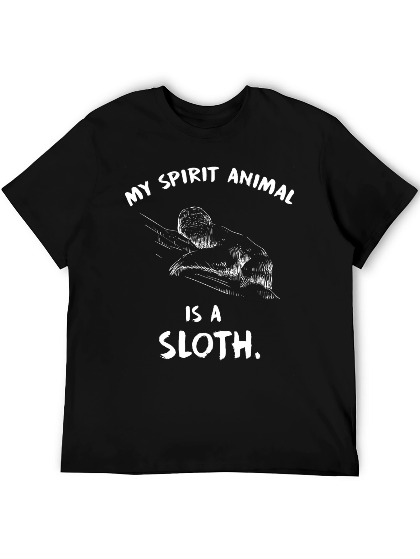 Black Sloth Spirit Animal Graphic Tee - Black Cotton T-Shirt view 5