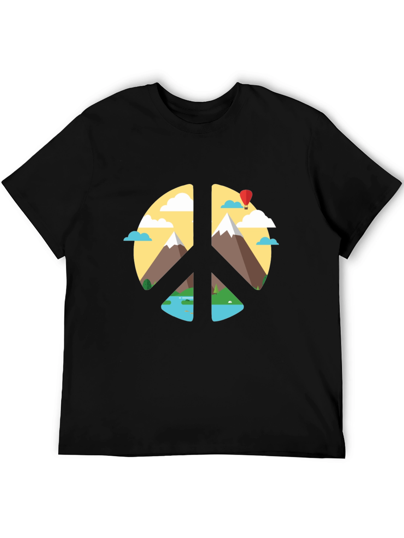 Black Peace Sign Nature Graphic T-Shirt view 5