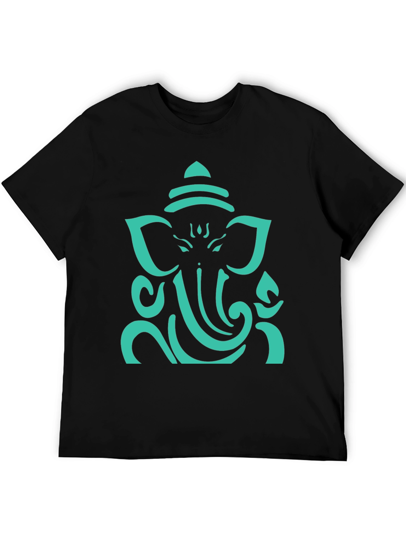 Black Ganesh Graphic Tee - Black Cotton Blend T-Shirt view 5
