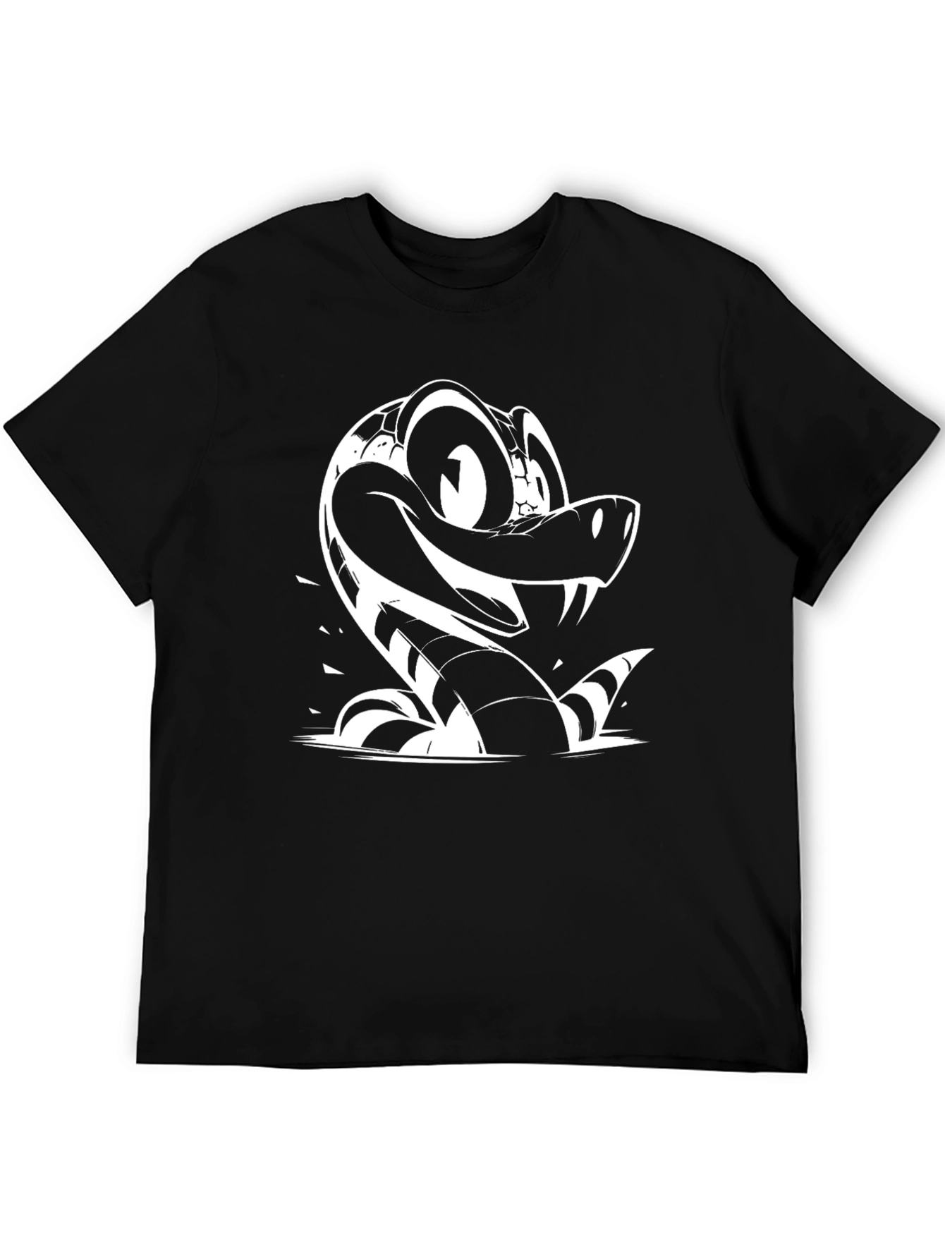 Black Cartoon Snake Graphic Tee - Black view 5