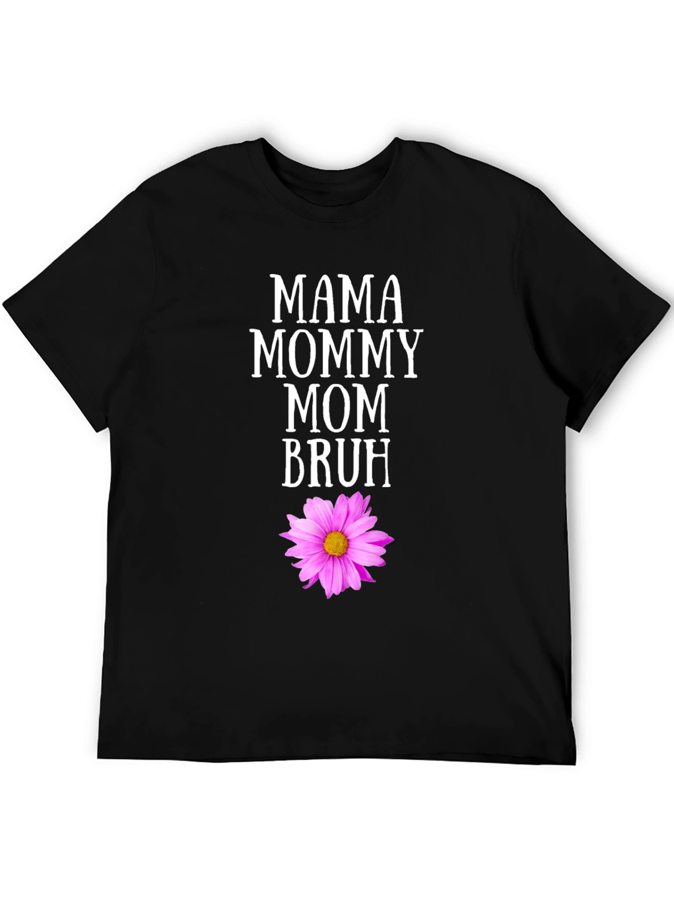 Black Mama Mommy Mom Bruh T-Shirt with Flower Graphic view 5