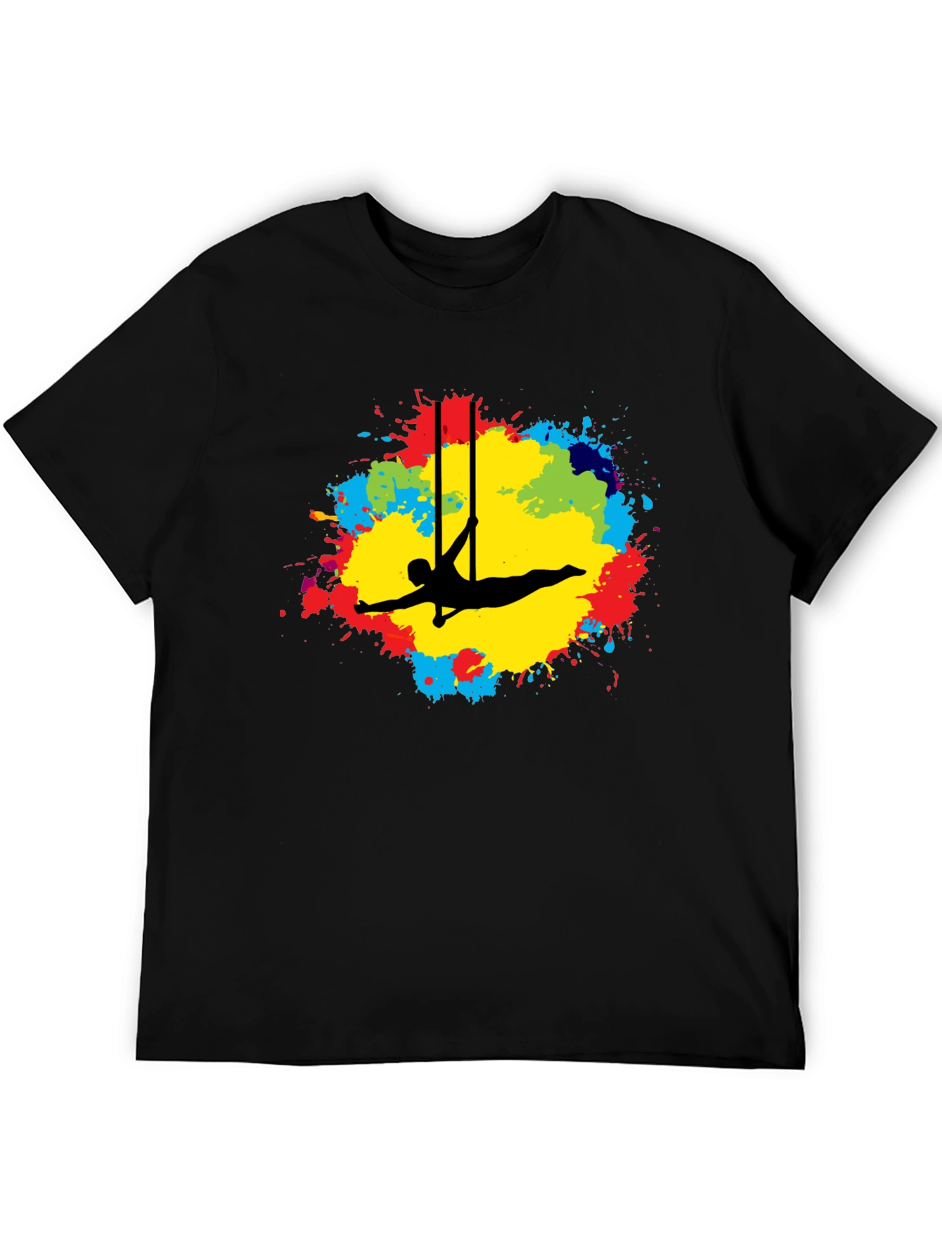 Black Aerialist Colorful Splash Black T-Shirt view 5