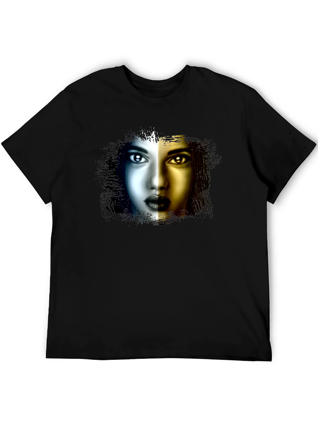Black Artistic Woman Face Graphic Black T-Shirt view 5