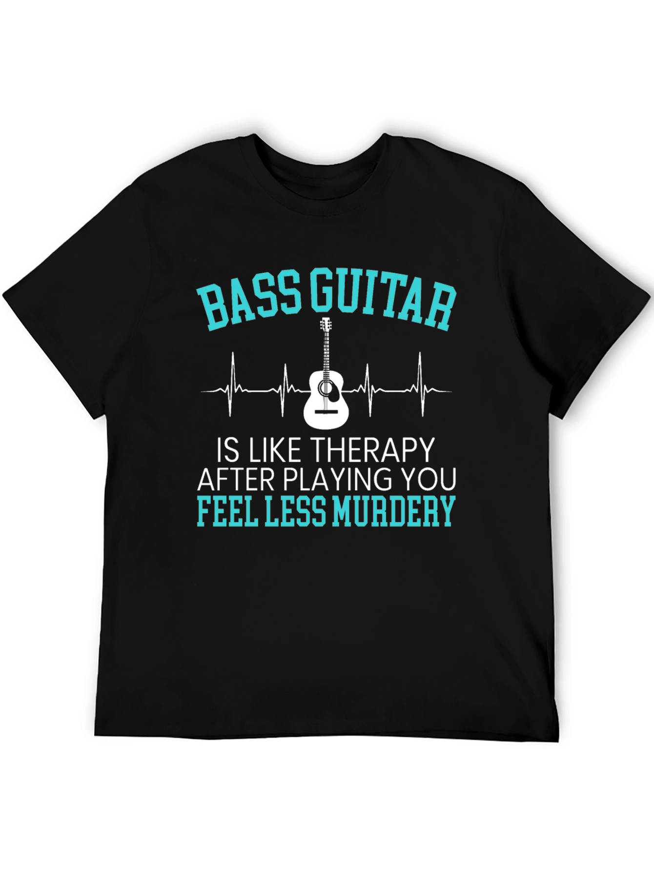 Black Bass Guitar Therapy Tee - Music Lover Gift view 5