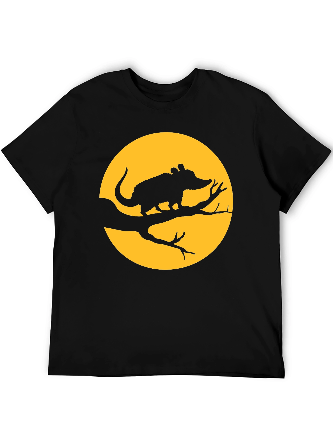 Black Opossum Moon Graphic Tee - Black Cotton T-Shirt view 5