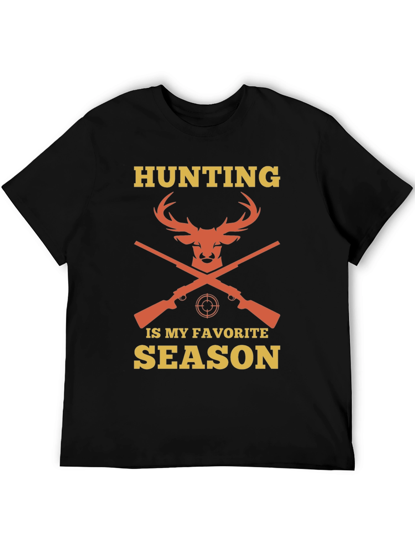 Black Hunting Season Tee - Deer & Rifle Design view 5