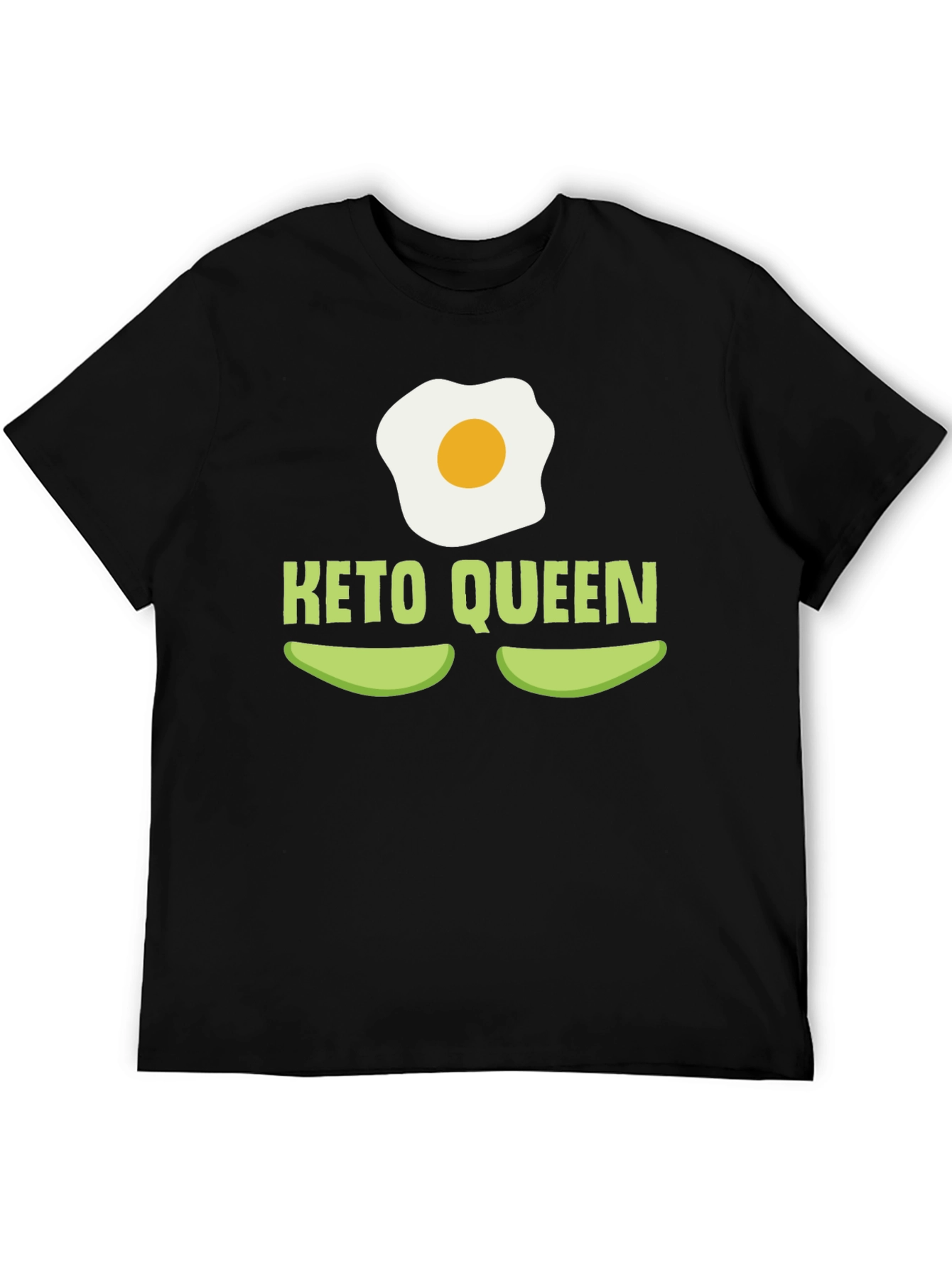 Black Keto Queen T-Shirt - Egg & Avocado Graphic Tee view 5