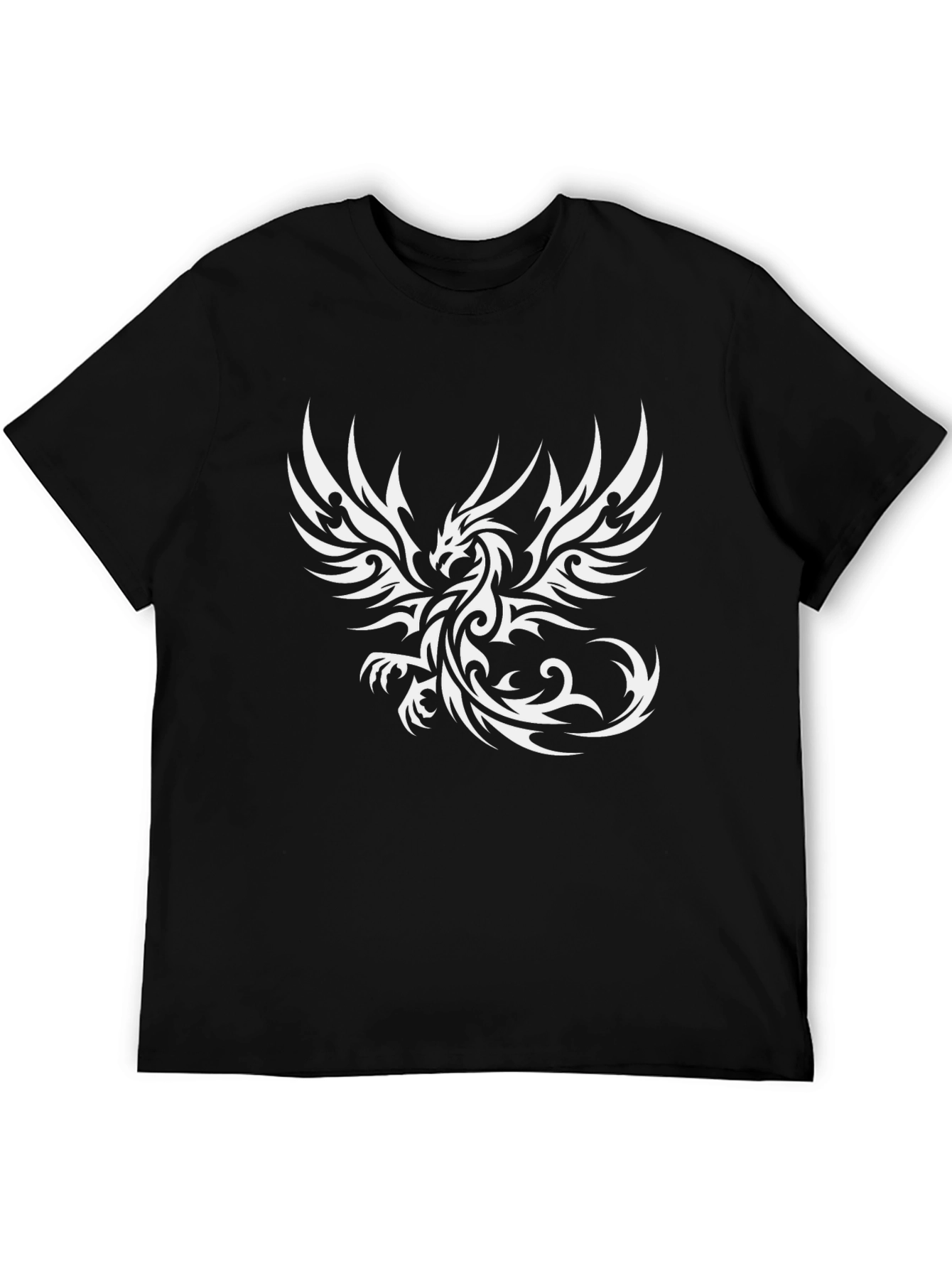 Black Phoenix Graphic Black T-Shirt - Bold Tribal Design view 5