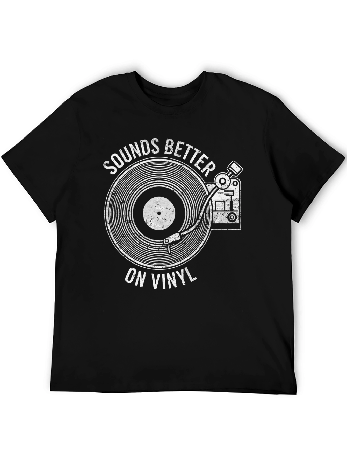 Black Sounds Better on Vinyl T-Shirt - Retro Record Player Tee view 5