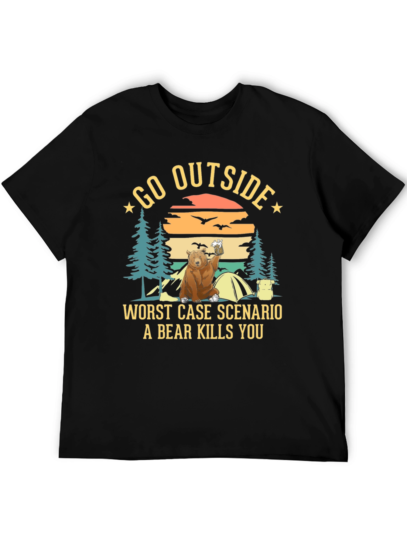 Black Go Outside Bear T-Shirt view 5