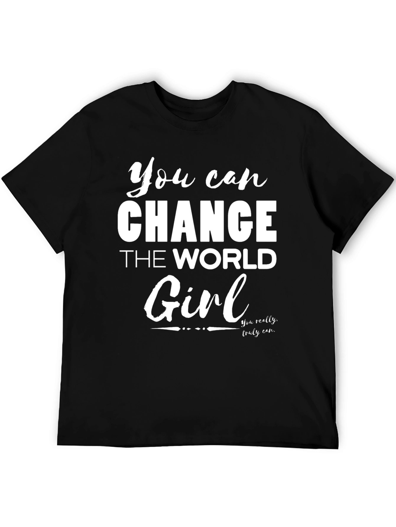 Black You Can Change the World Girl Black Tee view 5