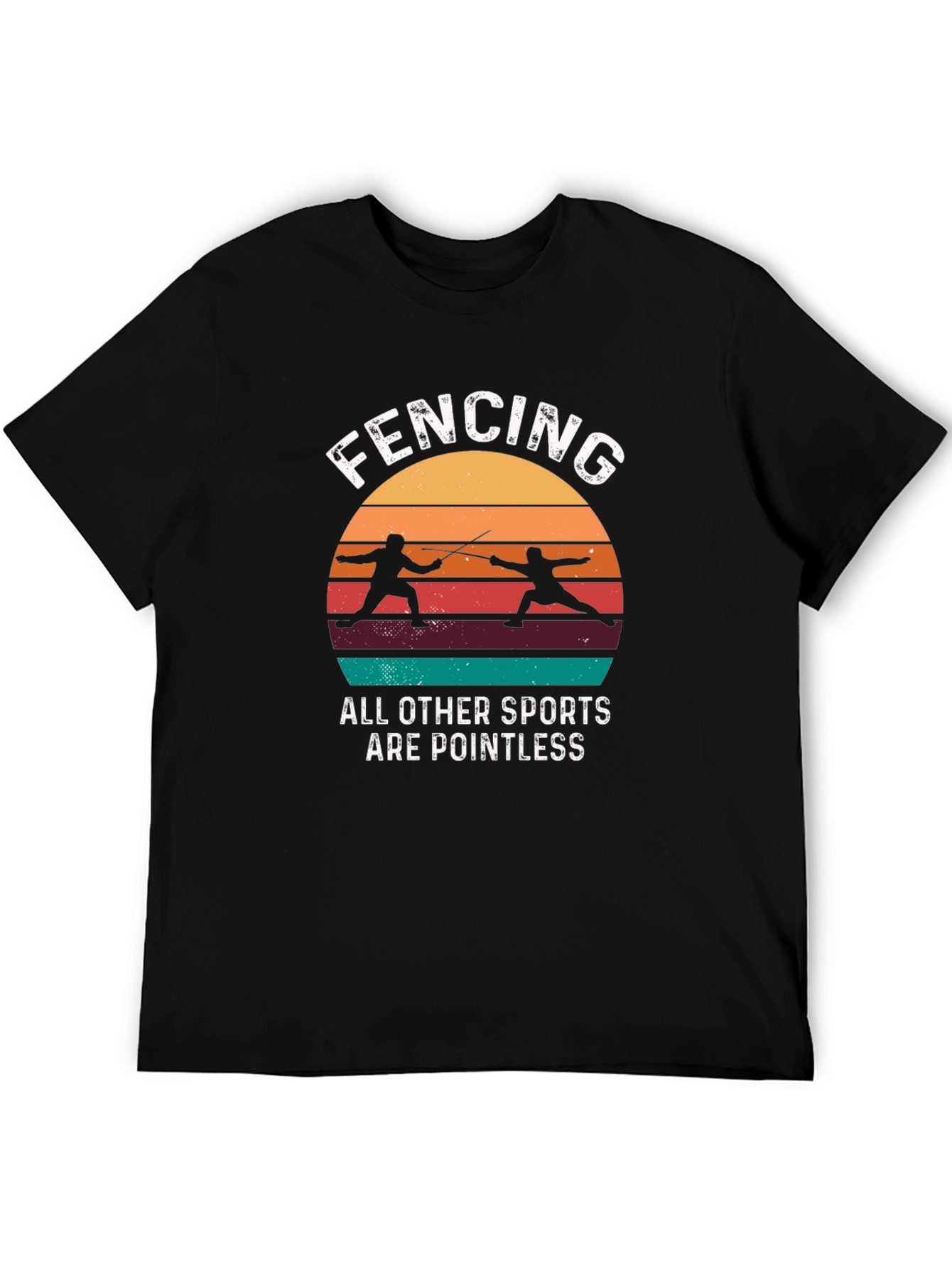 Black Fencing Retro Graphic T-Shirt view 5