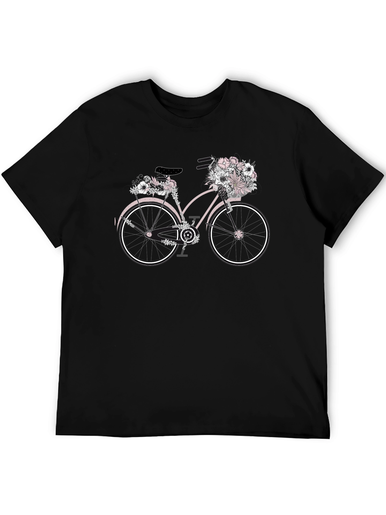 Black Floral Bicycle Graphic T-Shirt - Unique Design view 5