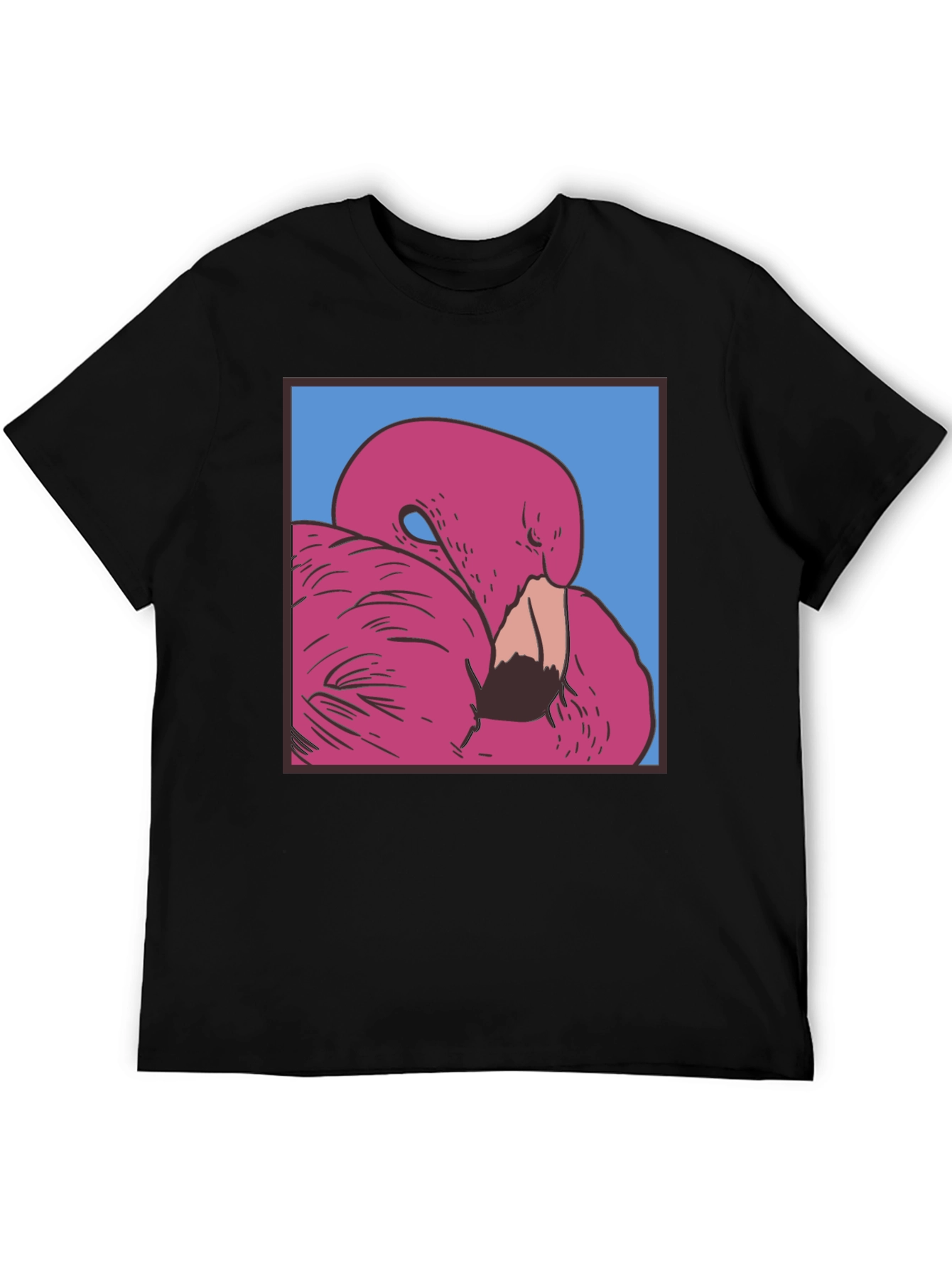 Black Pink Flamingo Graphic Black T-Shirt view 5