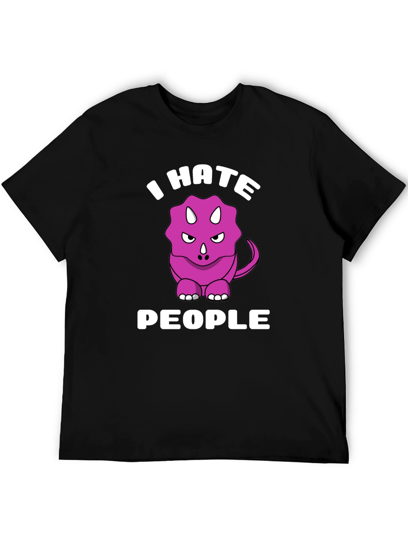 Black I Hate People Triceratops Graphic Tee view 5