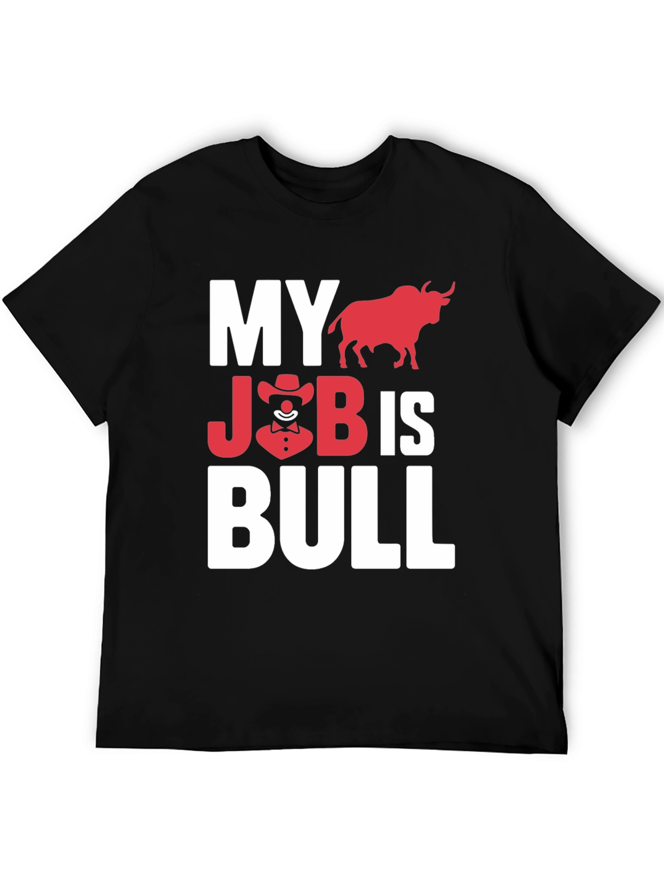 Black My Job is Bull Funny Graphic T-Shirt view 5