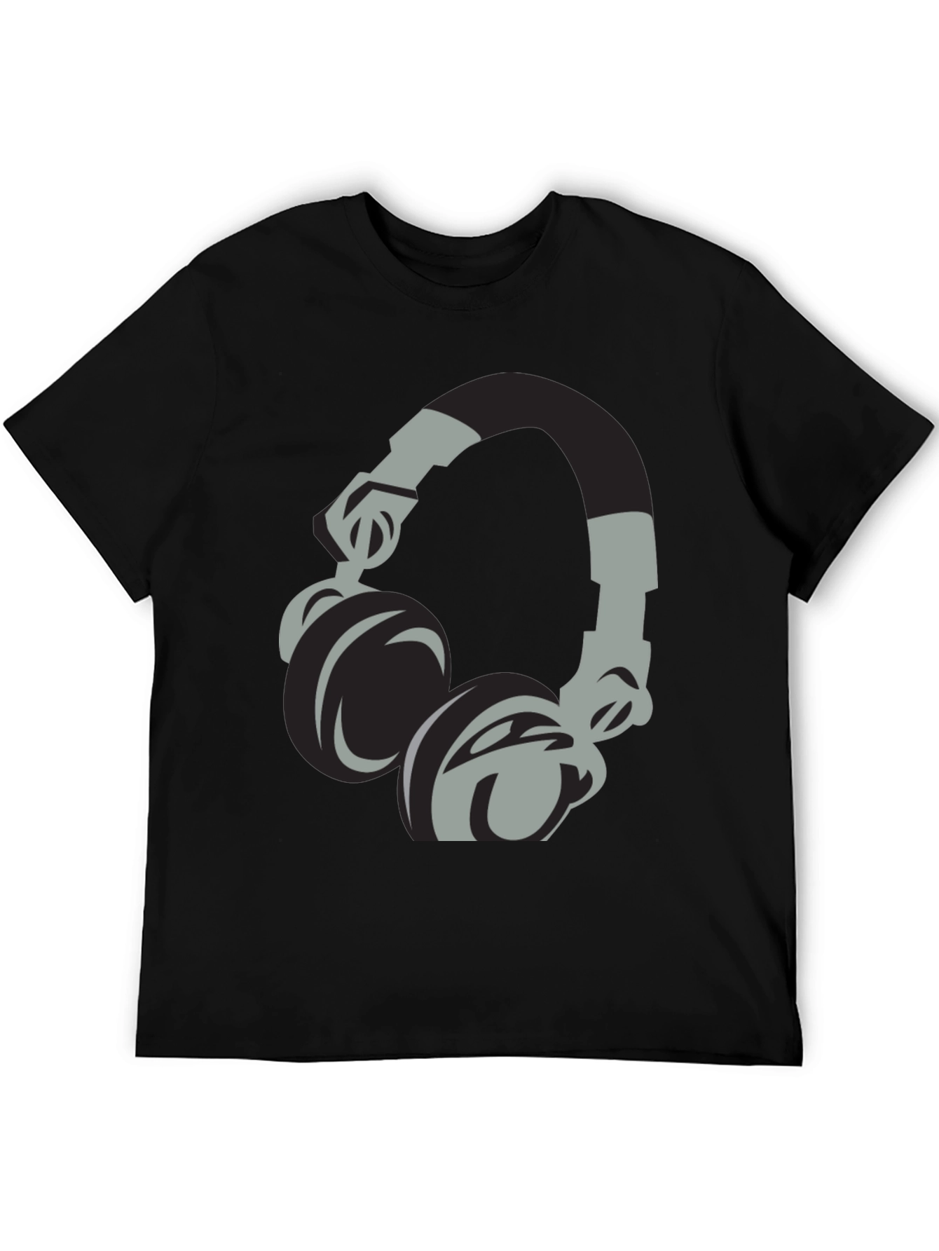 Black Cool Headphones Graphic T-Shirt - Black view 5