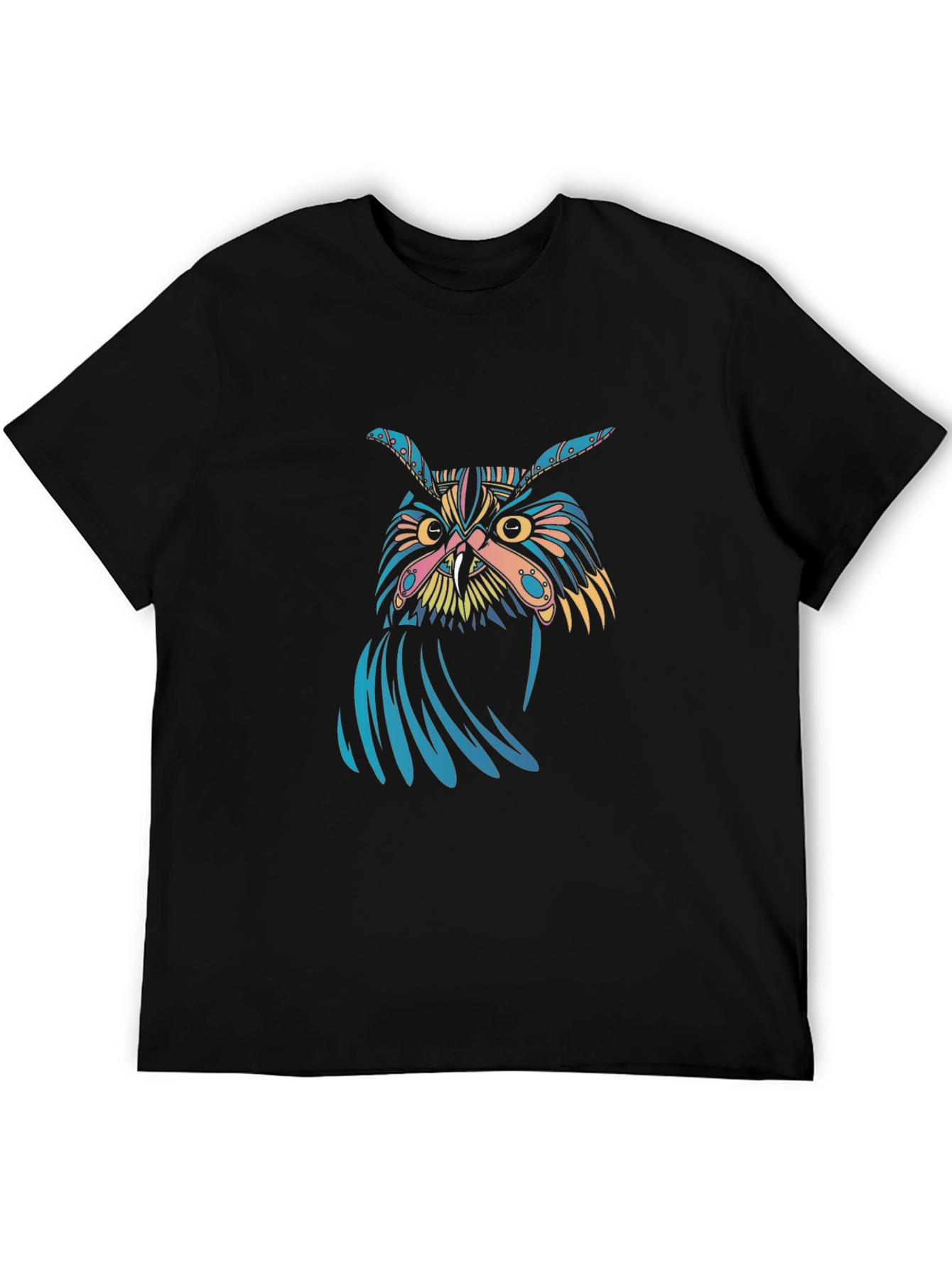 Black Men's Black Owl Graphic Tee view 5