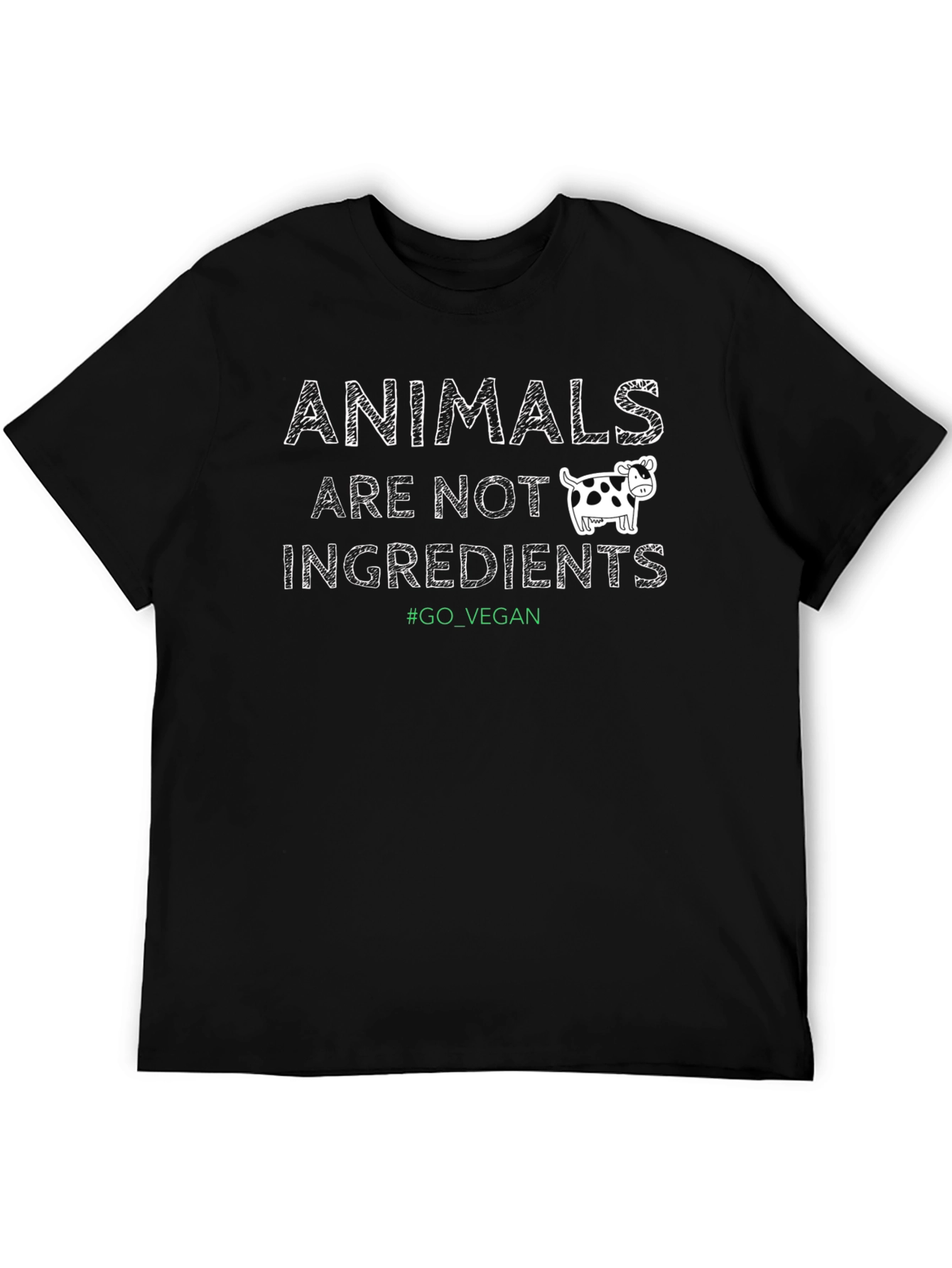Black Vegan T-Shirt: Animals Are Not Ingredients! view 5