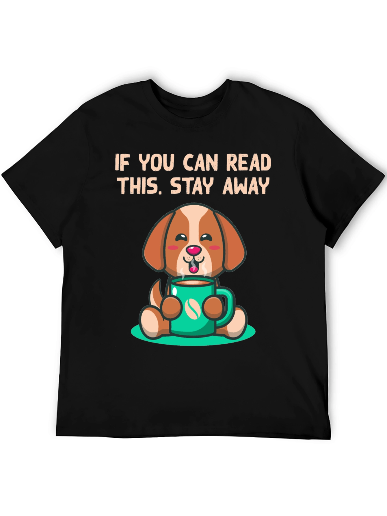 Black Stay Away Dog Cartoon Black T-Shirt view 5