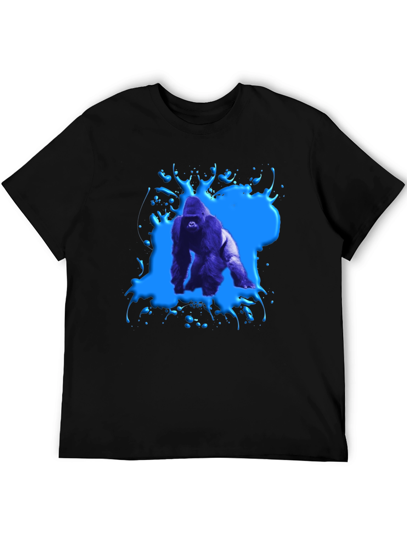 Black Gorilla Splash Graphic Tee - Bold Black T-Shirt view 5