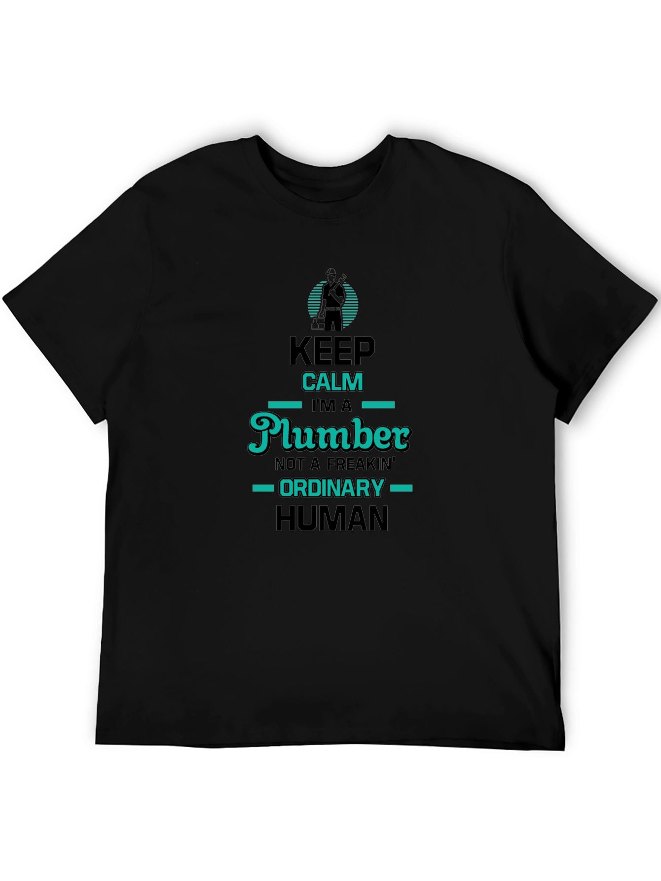 Black Keep Calm Plumber T-Shirt: Unique & Funny Design view 5