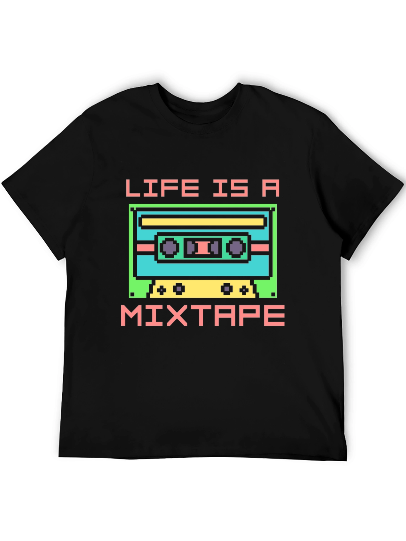 Black Life is a Mixtape Retro Pixel T-Shirt view 5
