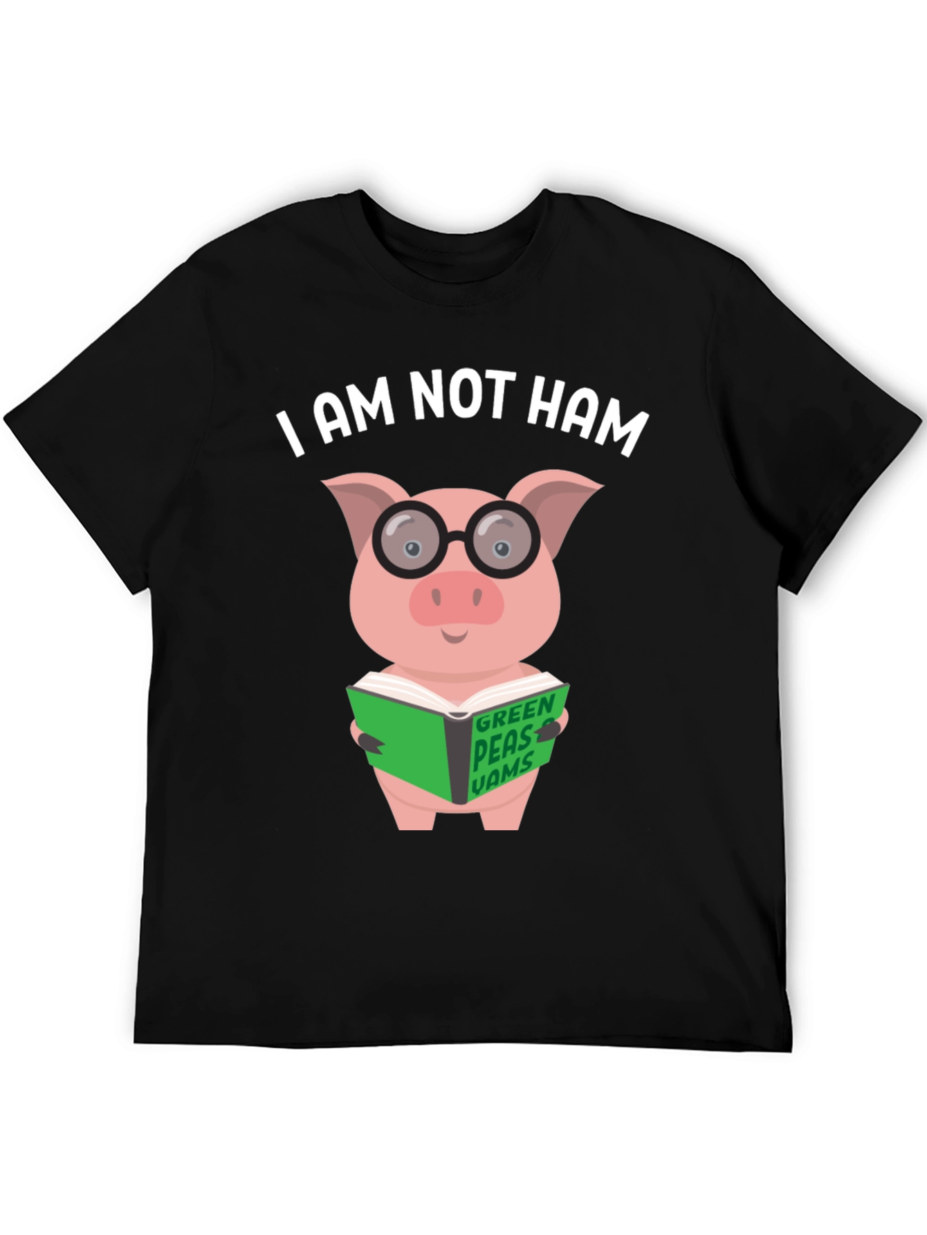 Black I Am Not Ham - Pig Reading Book T-Shirt view 5
