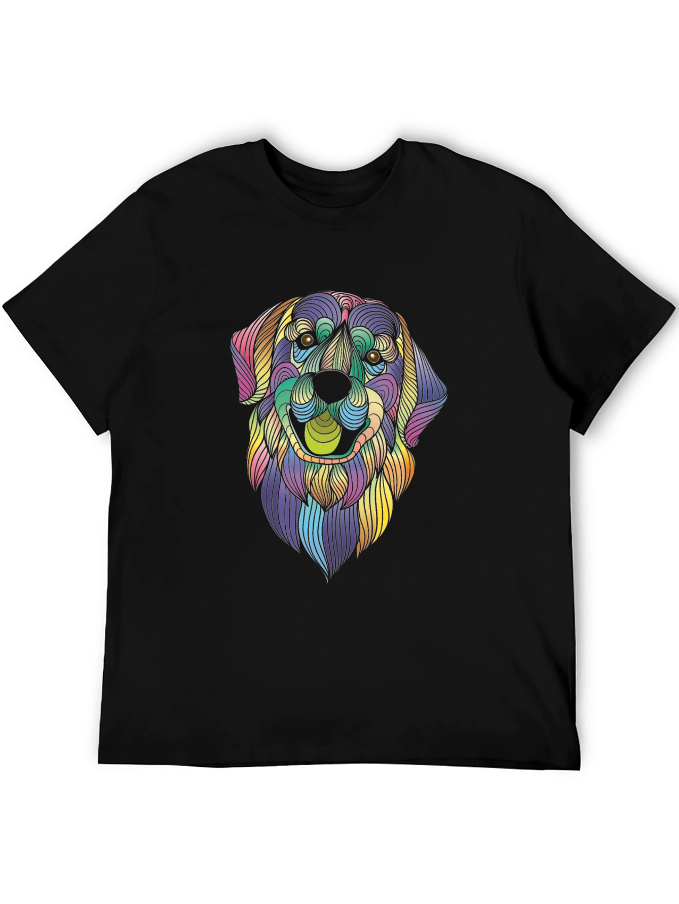 Black Colorful Dog Graphic T-Shirt view 5