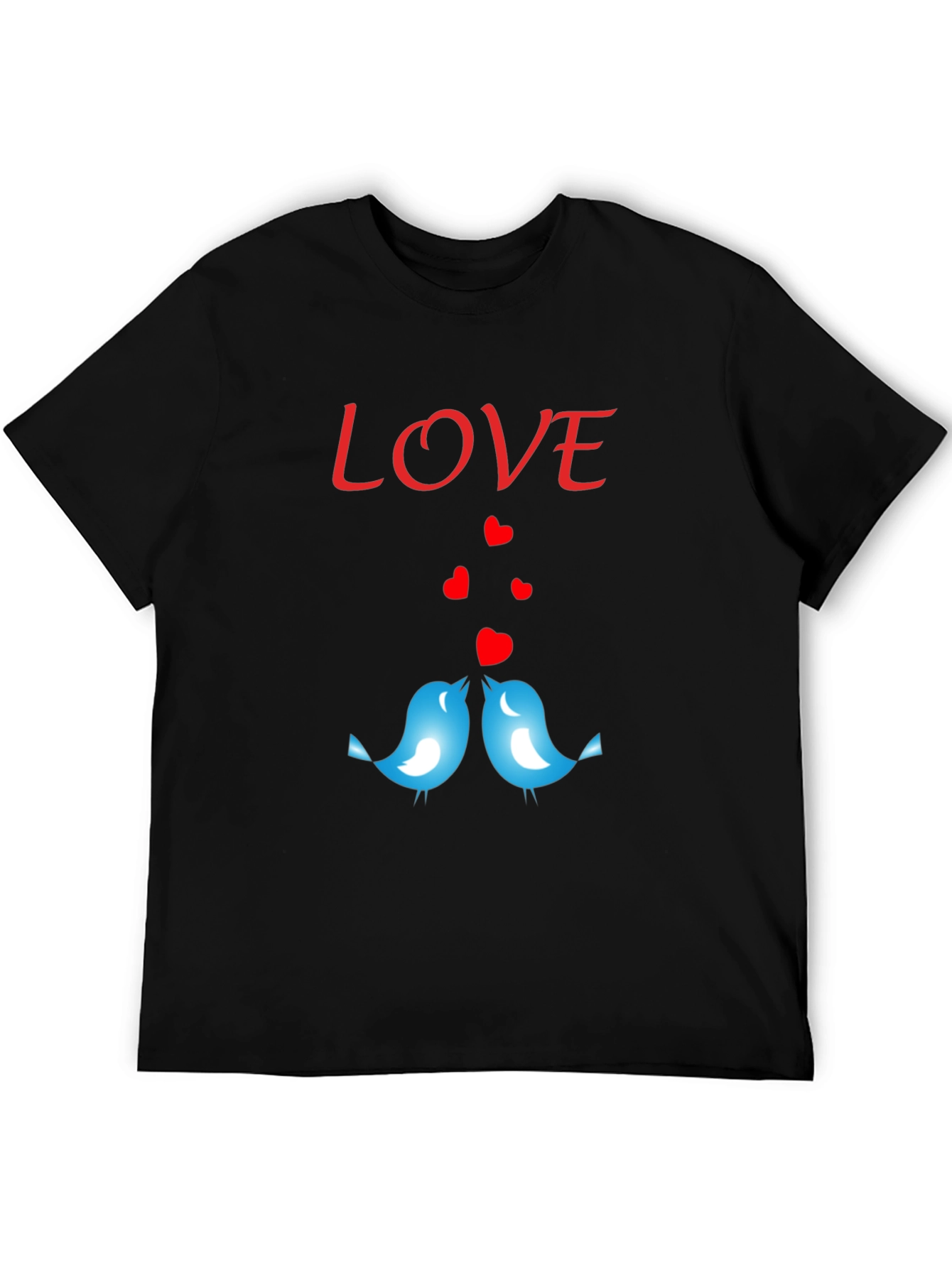 Black Love Birds Graphic Print Crew Neck T-Shirt view 5