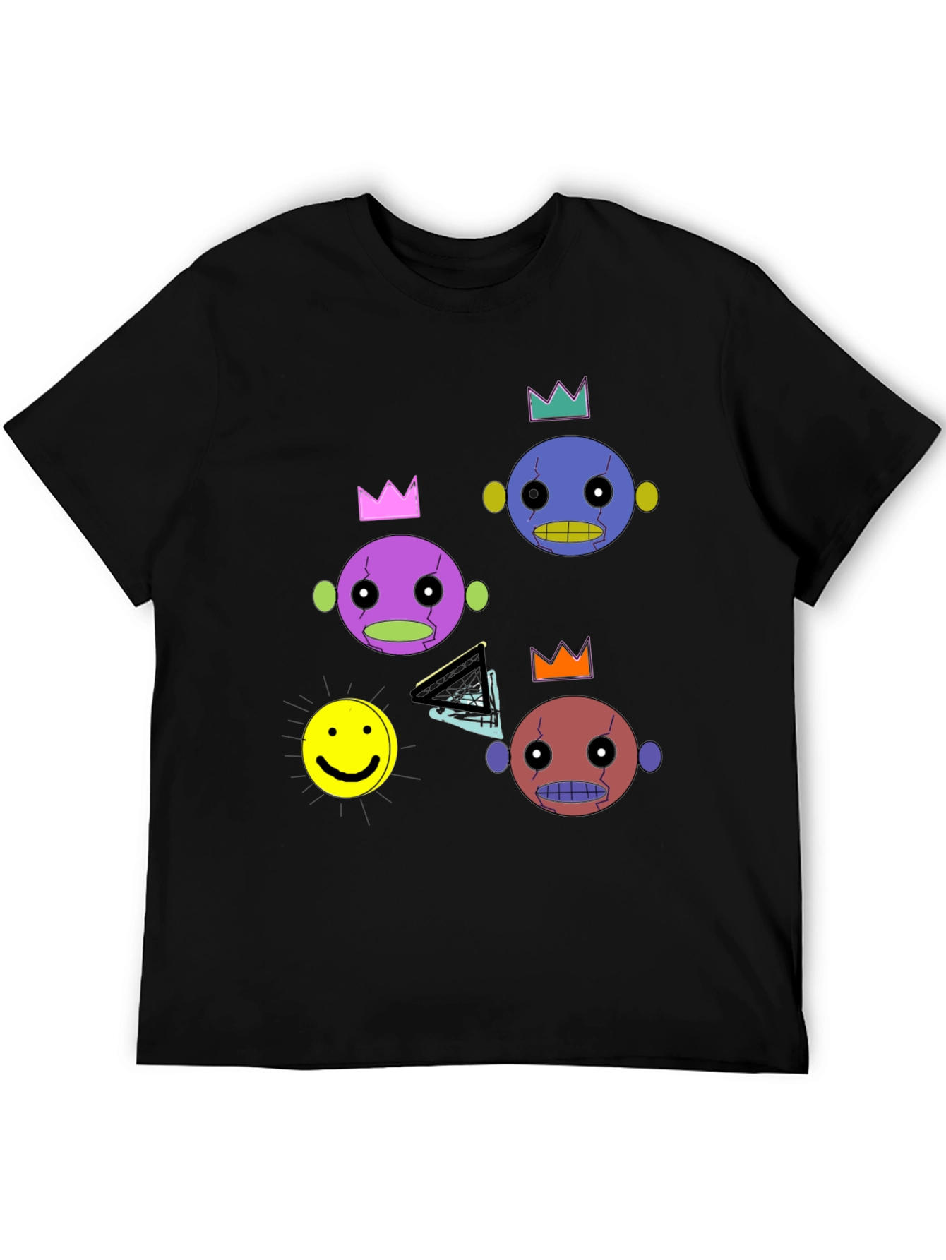 Black Funky Crowned Character Print Black T-Shirt view 5
