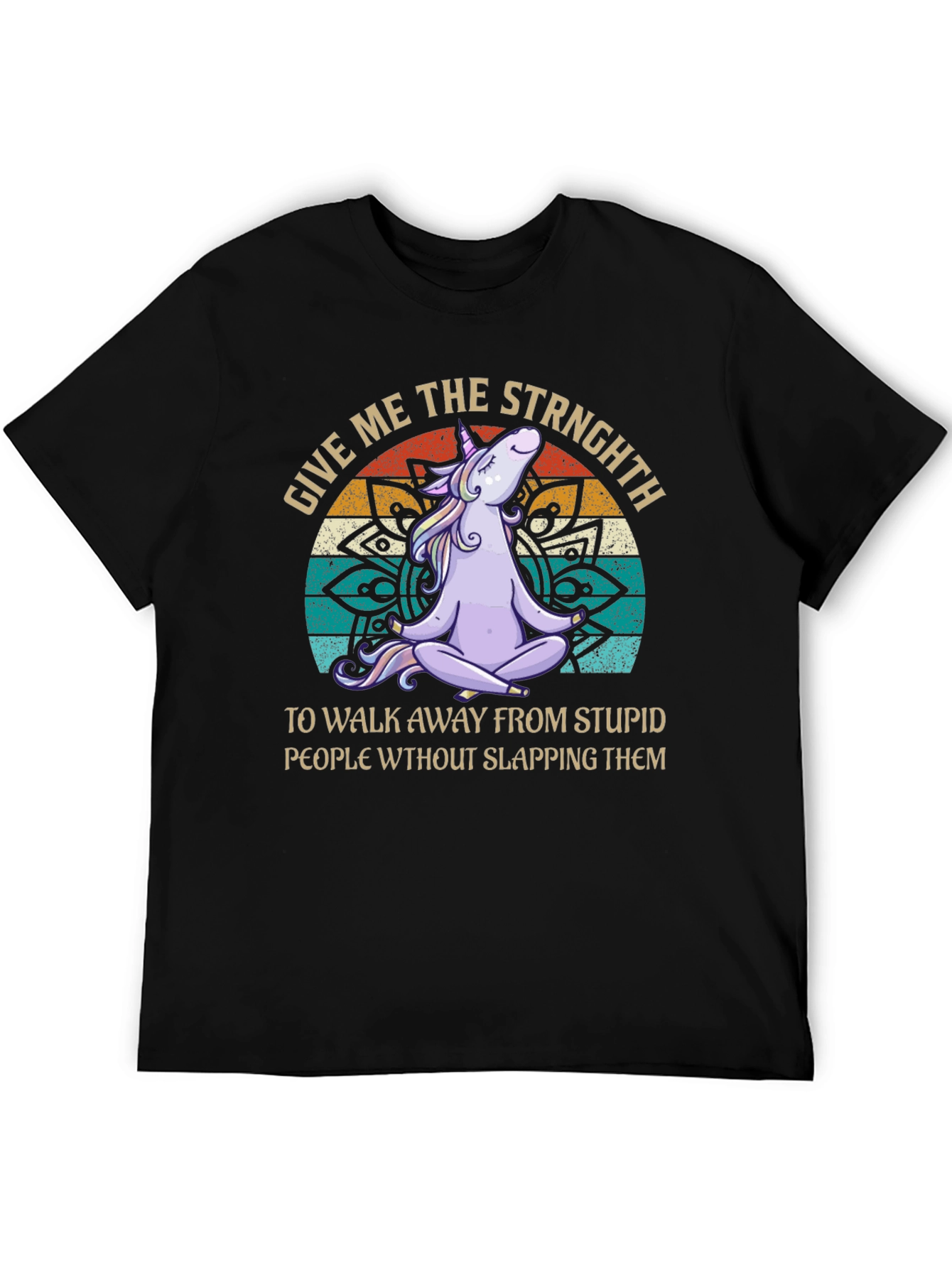 Black Unicorn Yoga T-Shirt - Give Me Strength Funny Tee view 5