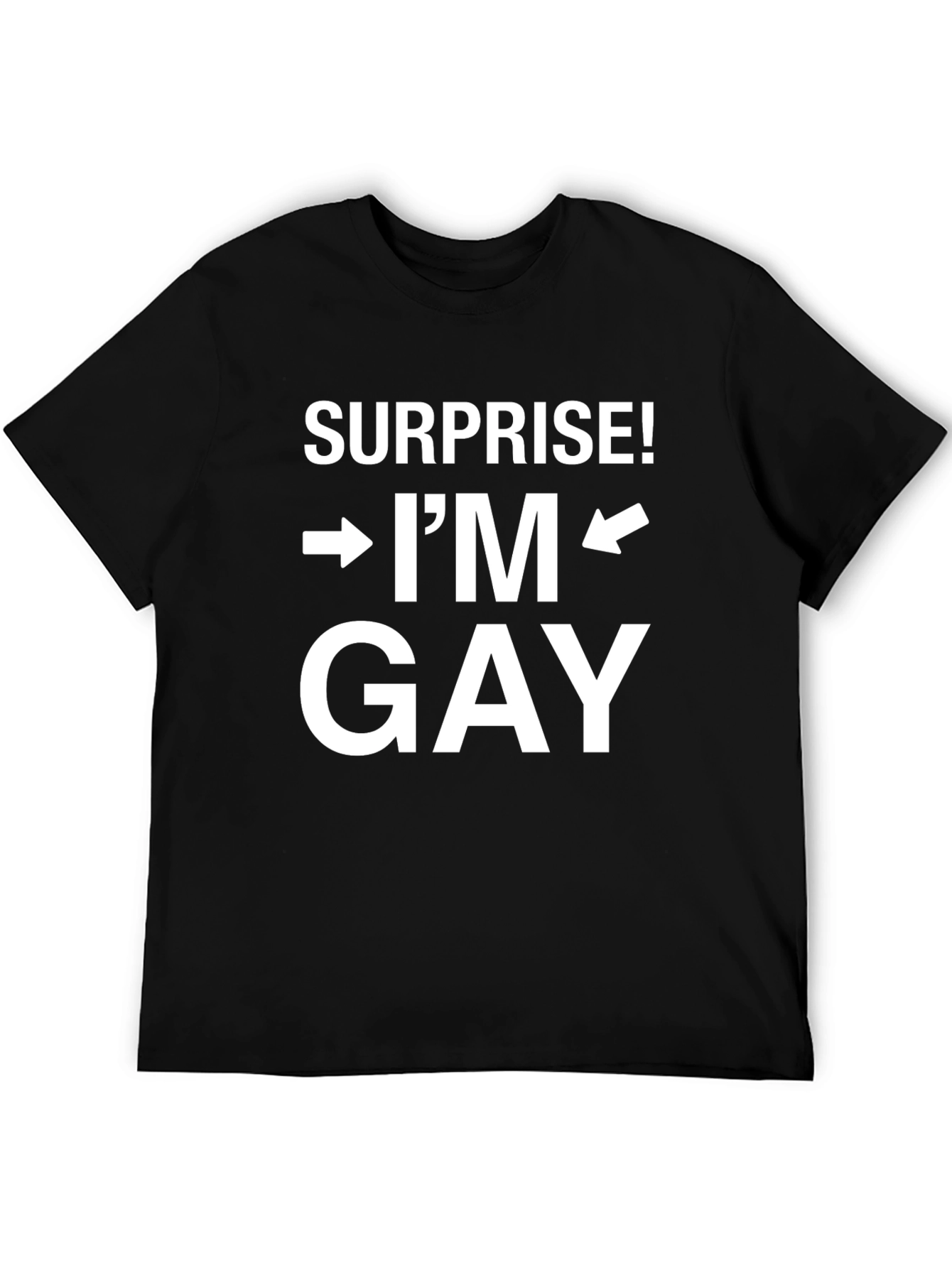 Black Surprise! I'm Gay T-Shirt - Black Crew Neck Tee view 5