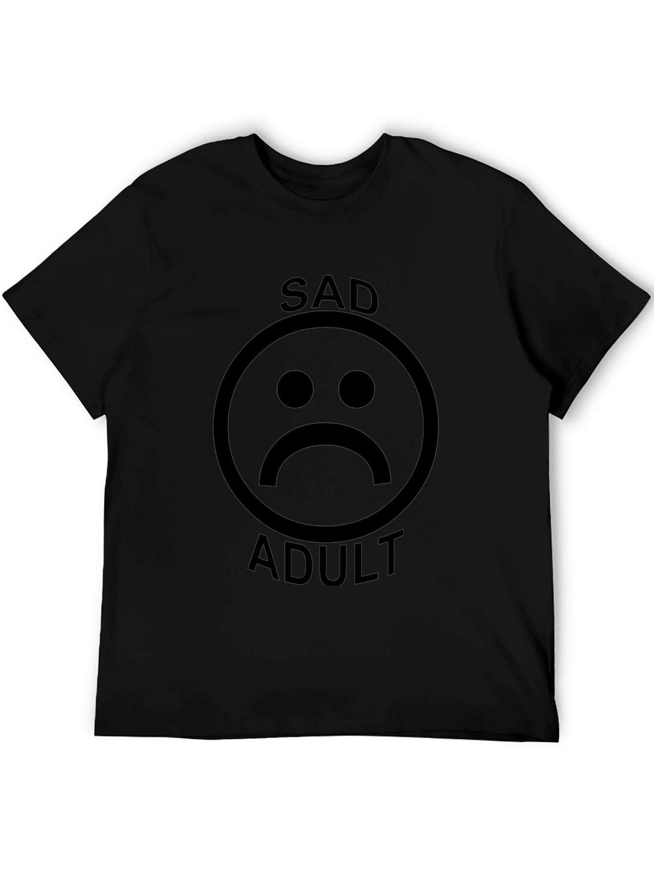 Black Sad Adult Graphic Tee - Unisex Black T-Shirt view 5