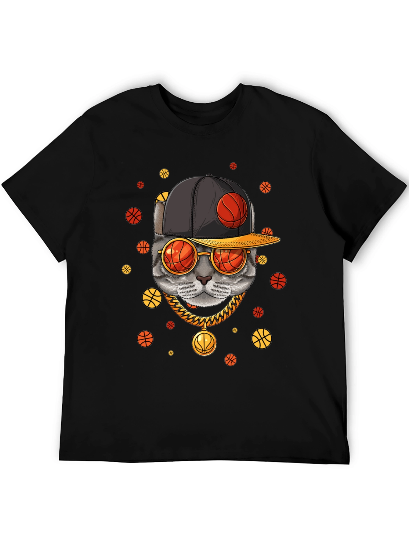 Black Cool Cat Basketball Graphic Tee view 5