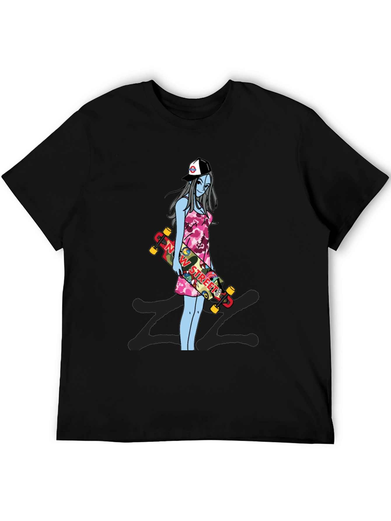 Black Skater Girl Graphic T-Shirt - Street Style Tee view 5