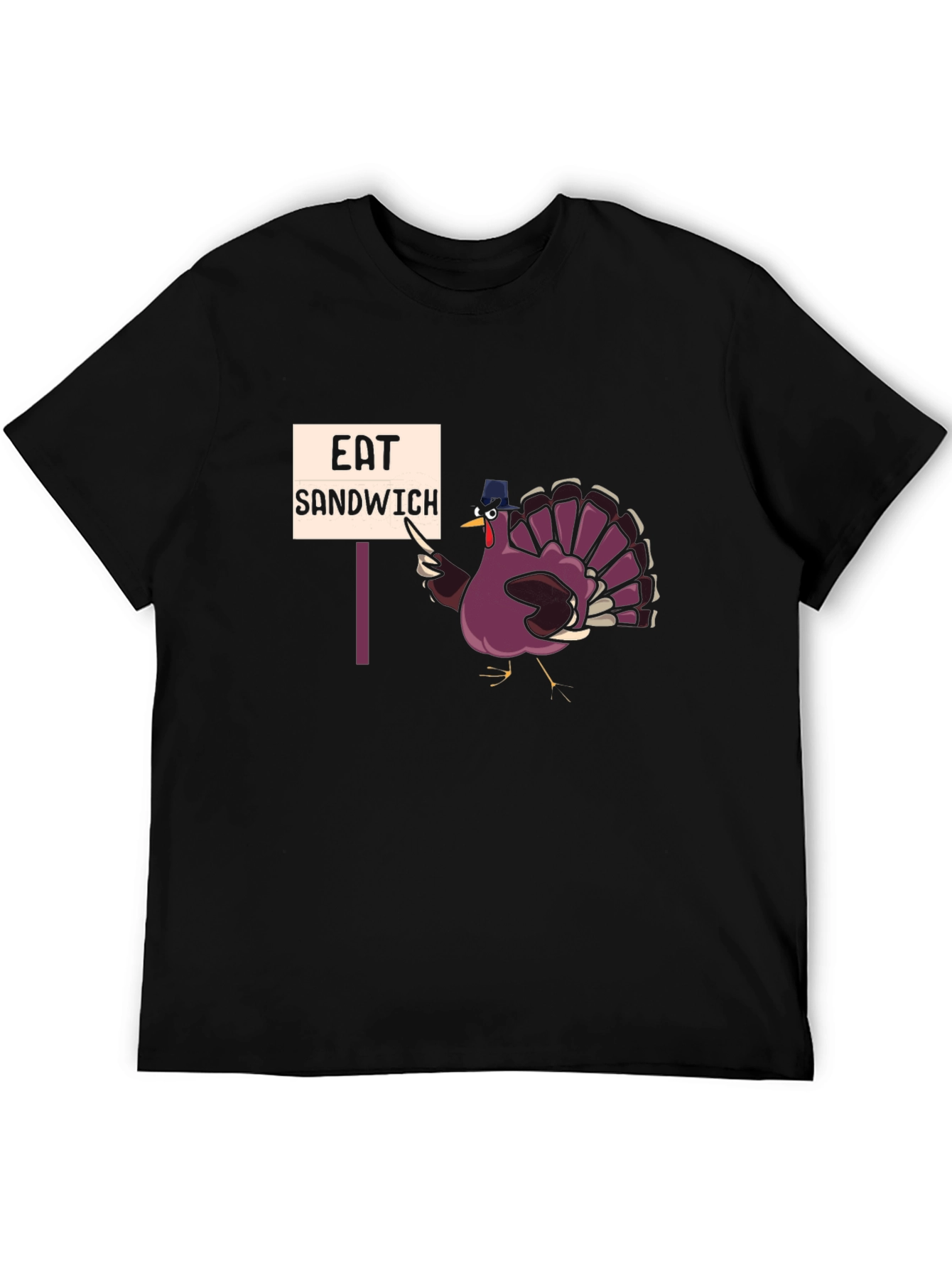 Black Eat Sandwich Turkey Humor T-Shirt view 5
