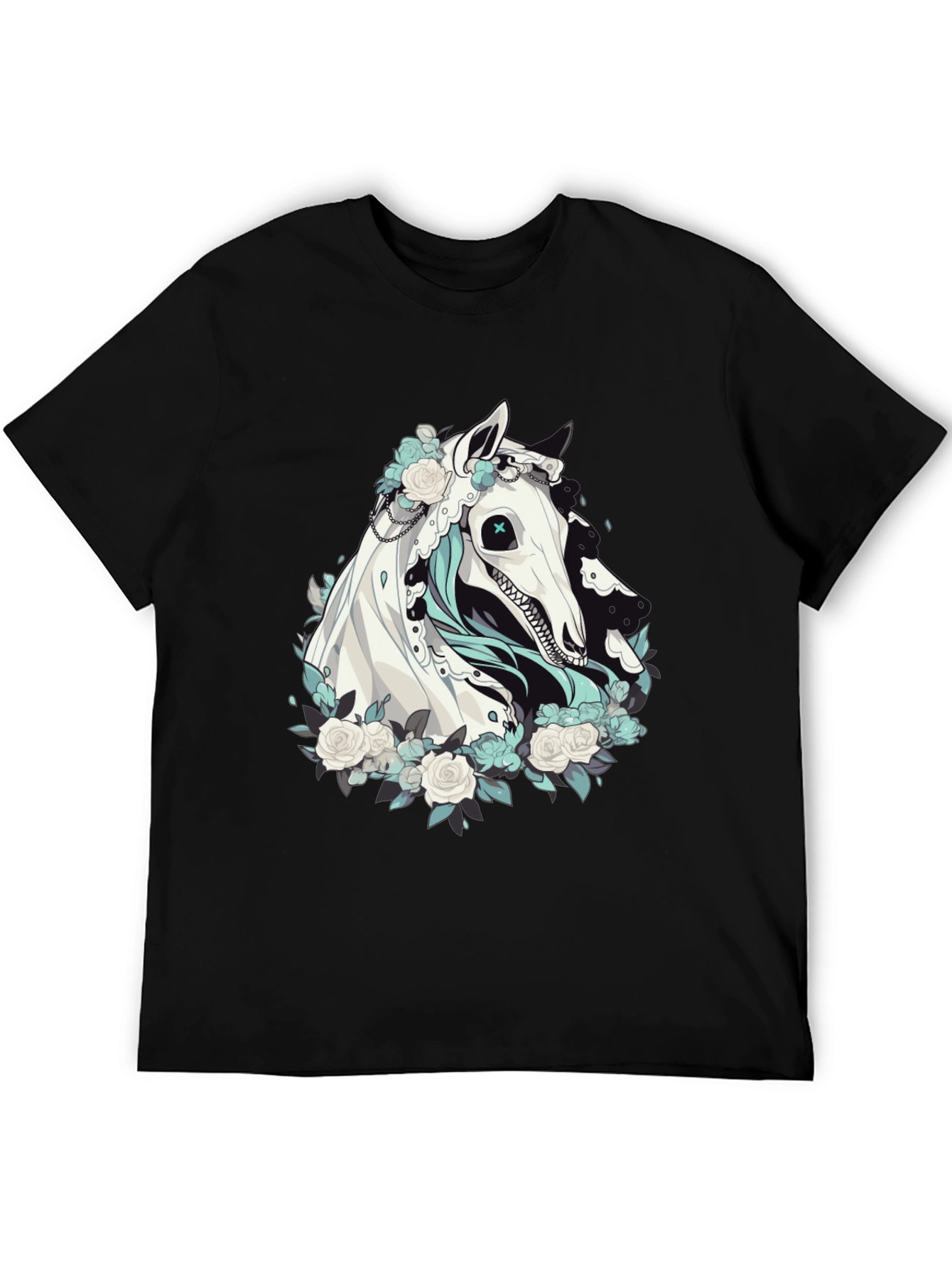 Black Floral Horse Graphic Tee - Black view 5
