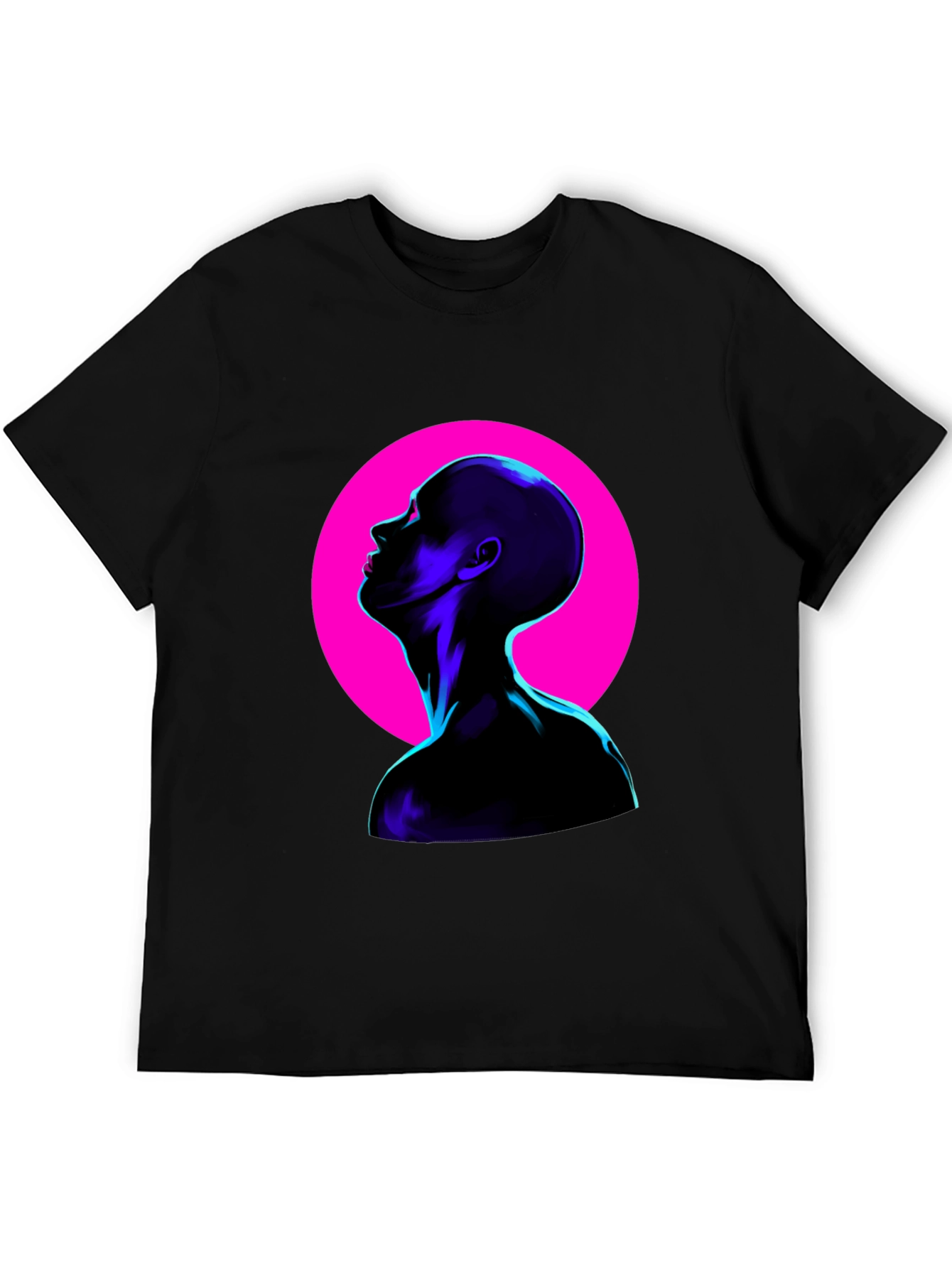 Black Cyberpunk Silhouette Graphic Tee - Bold Black view 5