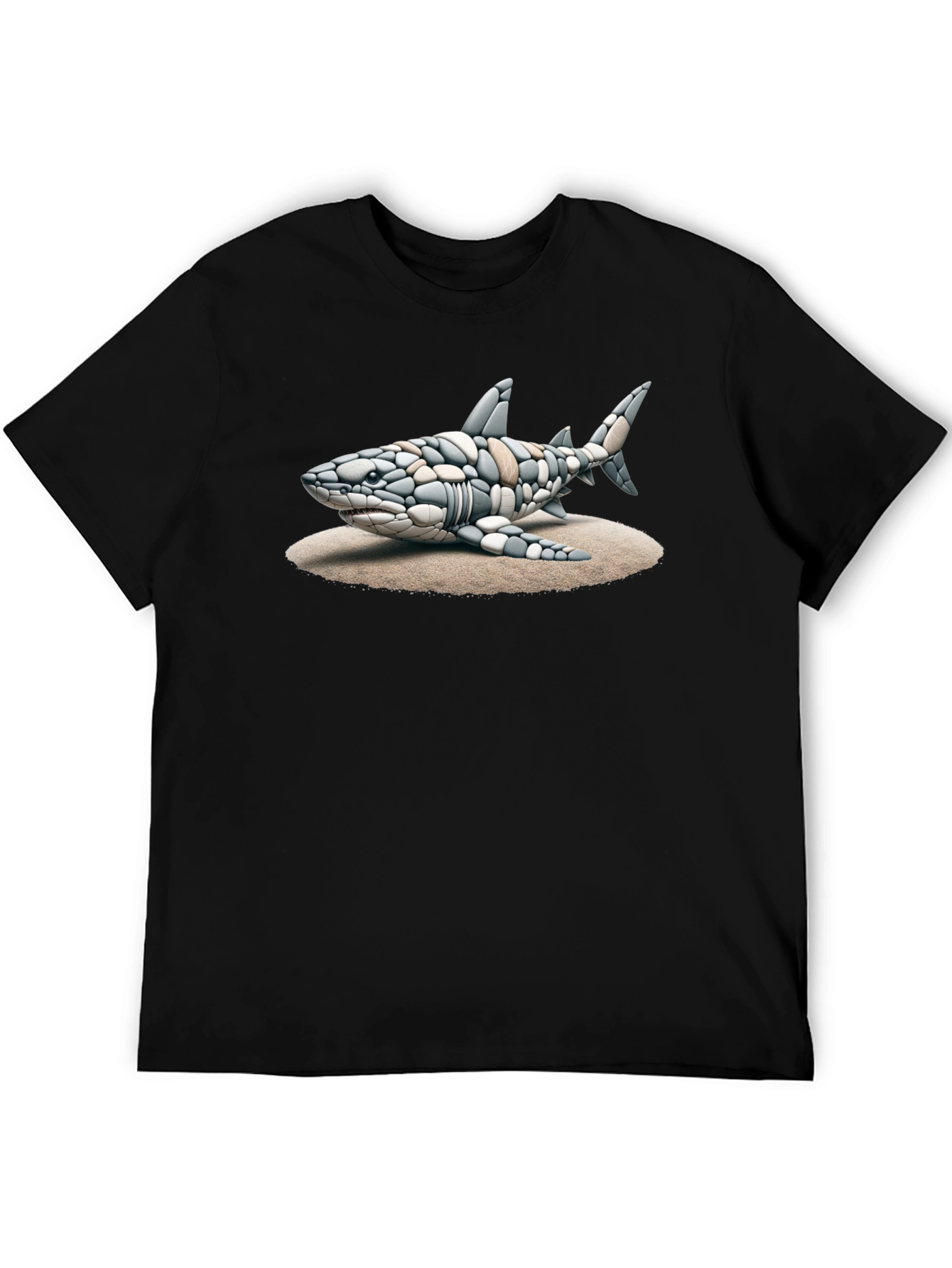 Black Shark Stone Art Graphic Tee view 5