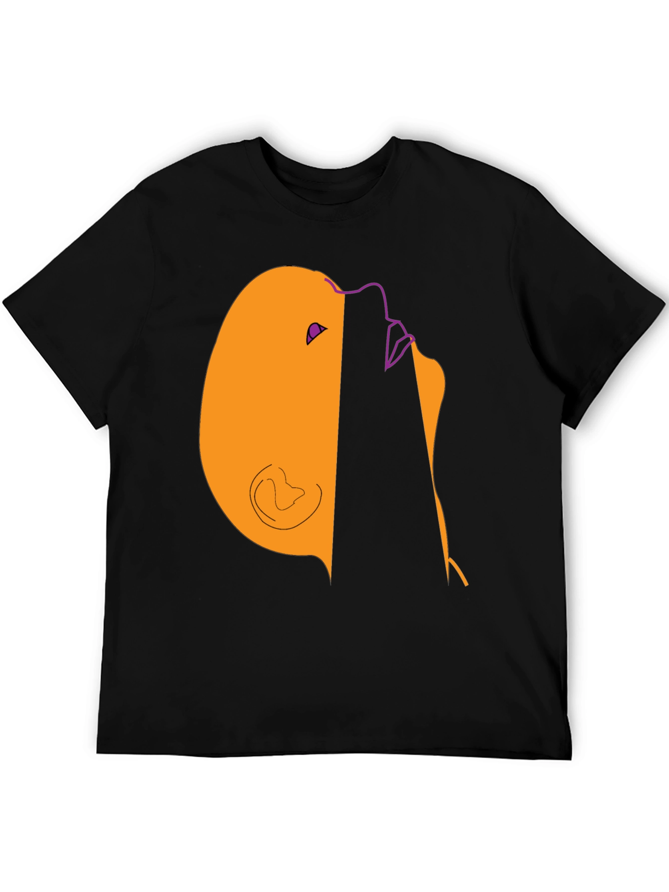 Black Abstract Face Graphic Tee - Modern Casual Style view 5