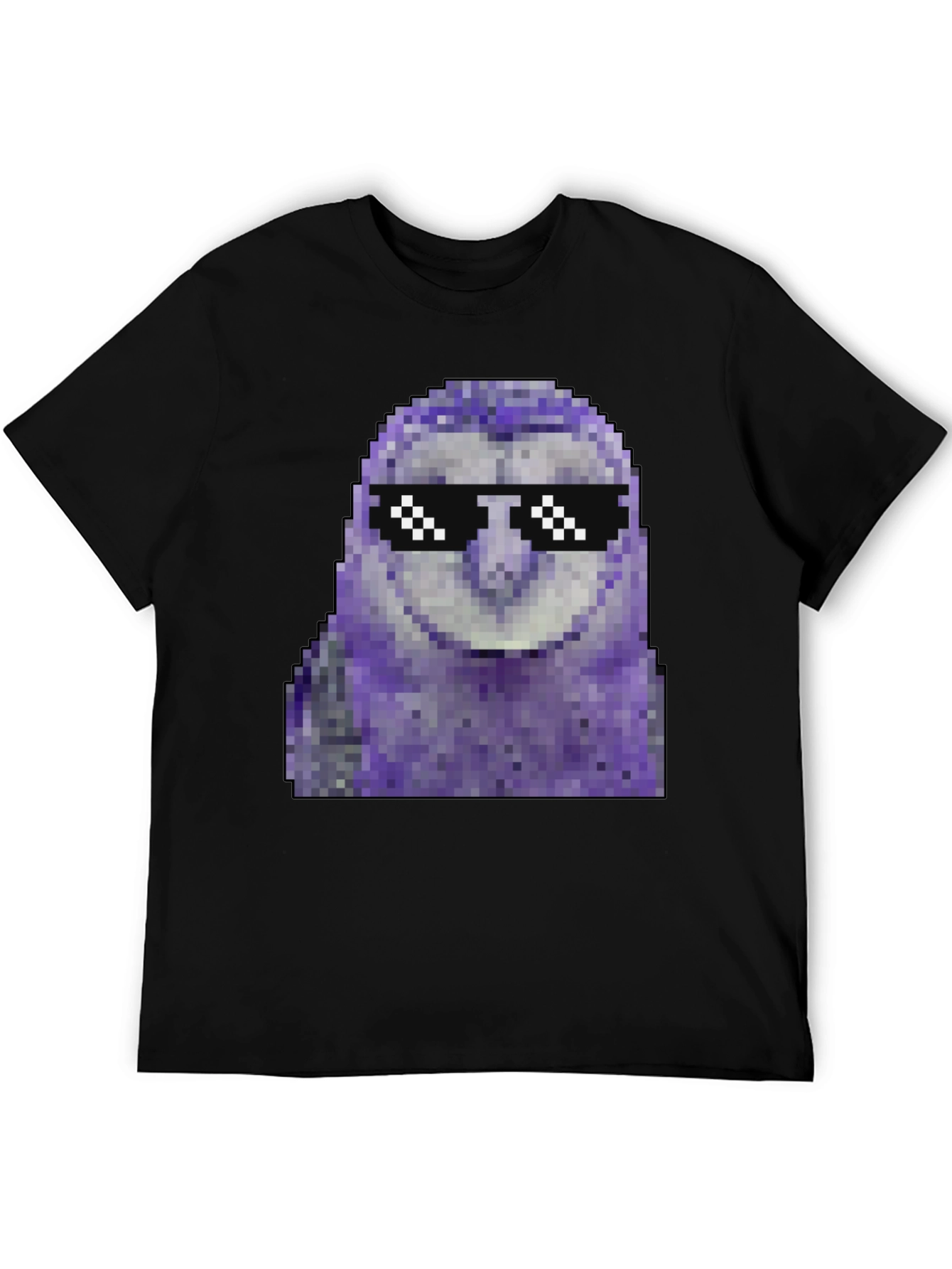 Black Pixel Owl T-Shirt - Cool Deal With It Shades view 5