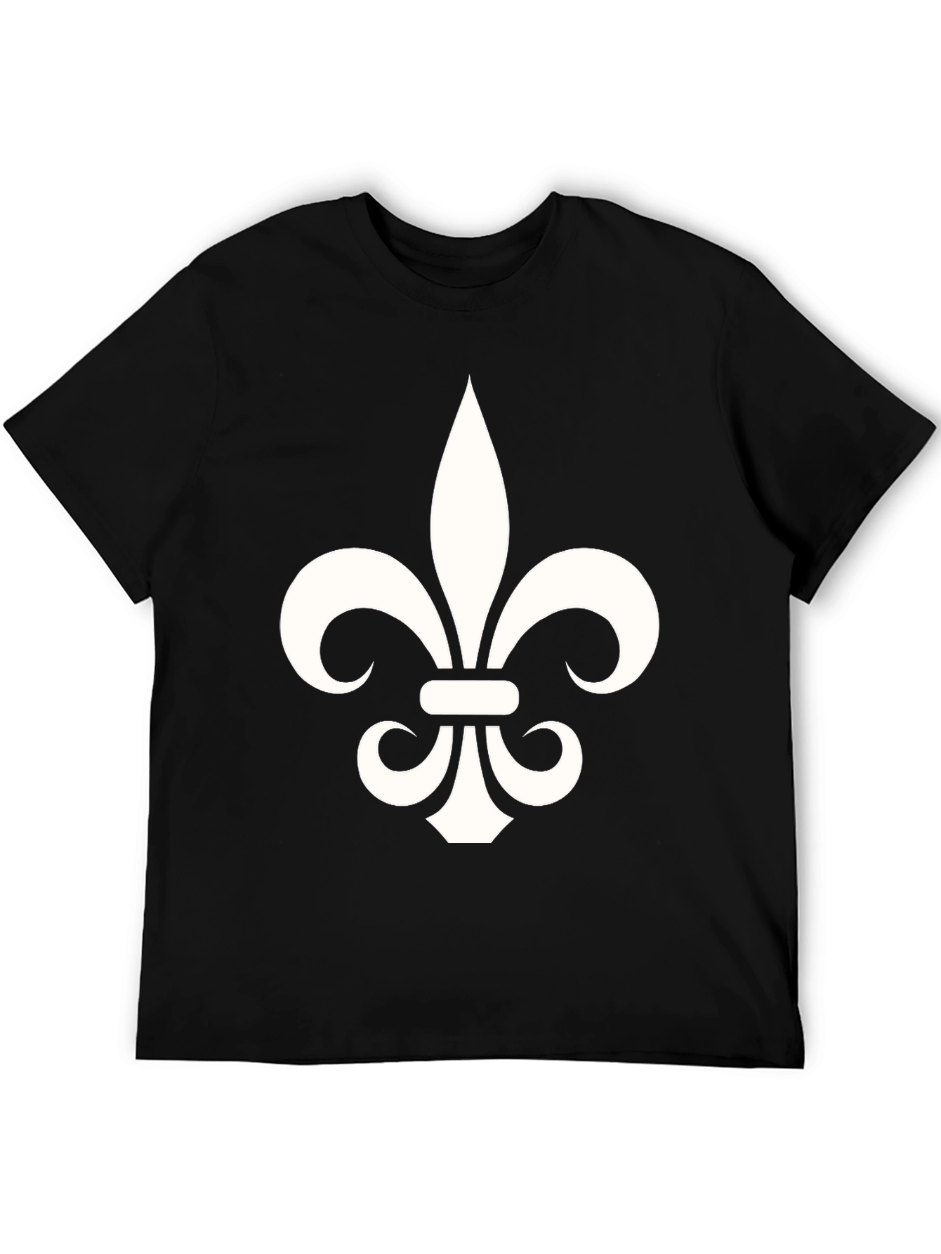 Black Fleur-de-Lis Graphic Tee - Black Cotton Blend T-Shirt view 5