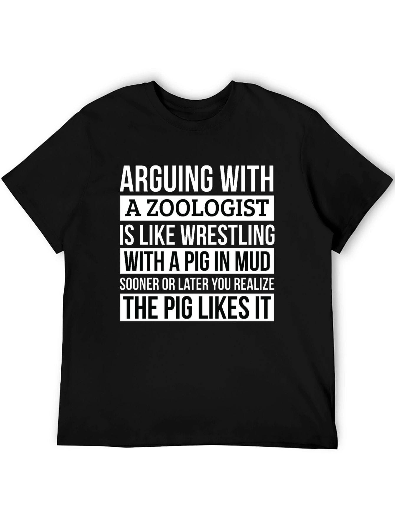 Black Zoologist Pig Mud Wrestling Humor T-Shirt view 5